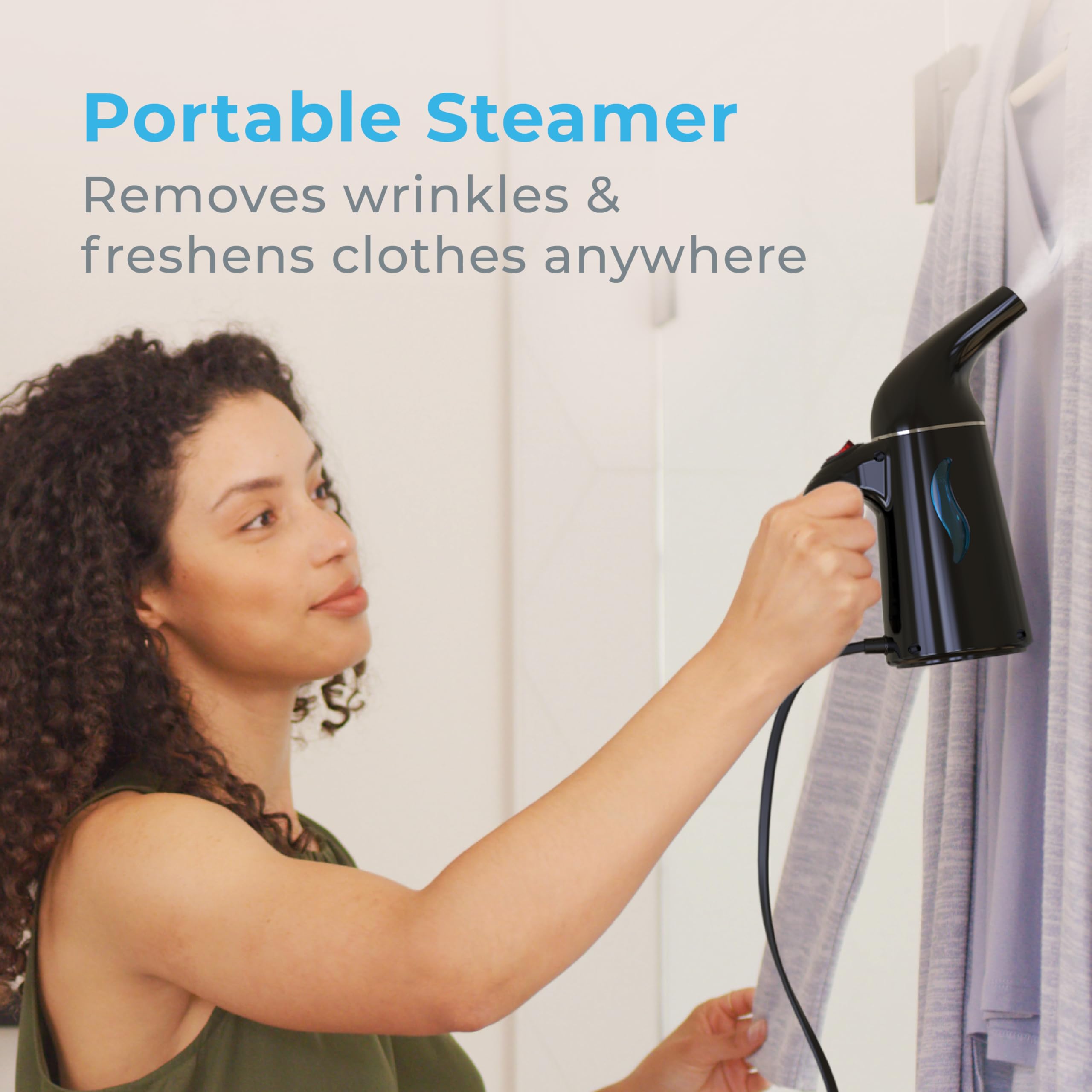 Pure Enrichment PureSteam Portable Fabric Steamer - Handheld, Fast-Heating, Auto Shut-Off, Black, 1 Count, Model PEMINISTM-B