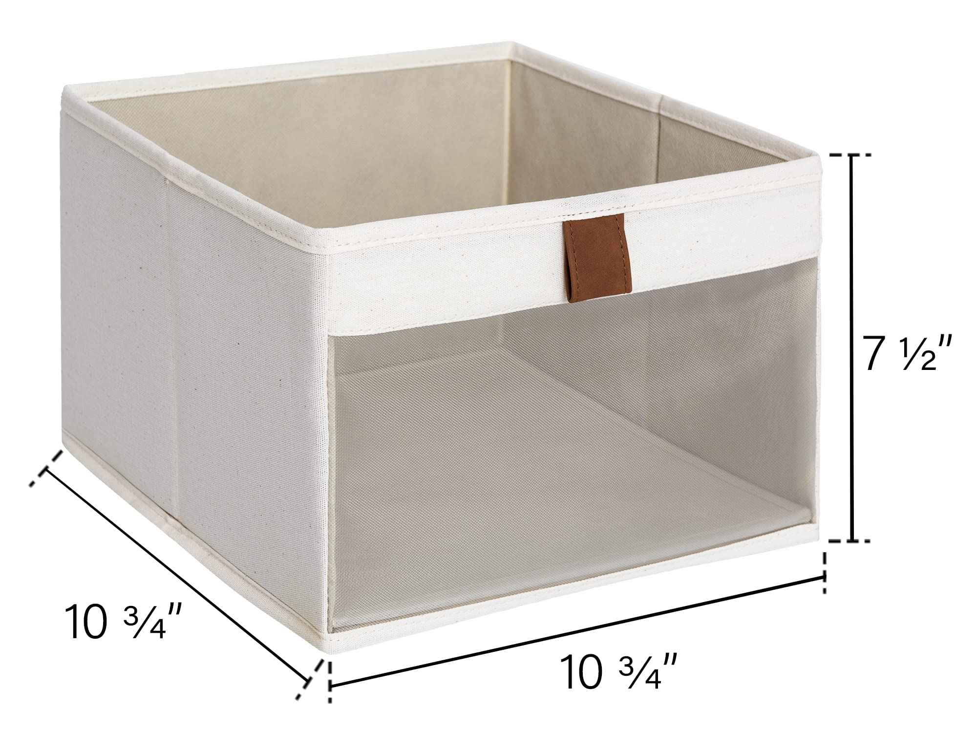 Storageworks Closet Storage Bins With Clear Window And 2 Handles, Foldable Clothing Bins For Shelves, Fabric Organizer, Beige, 3