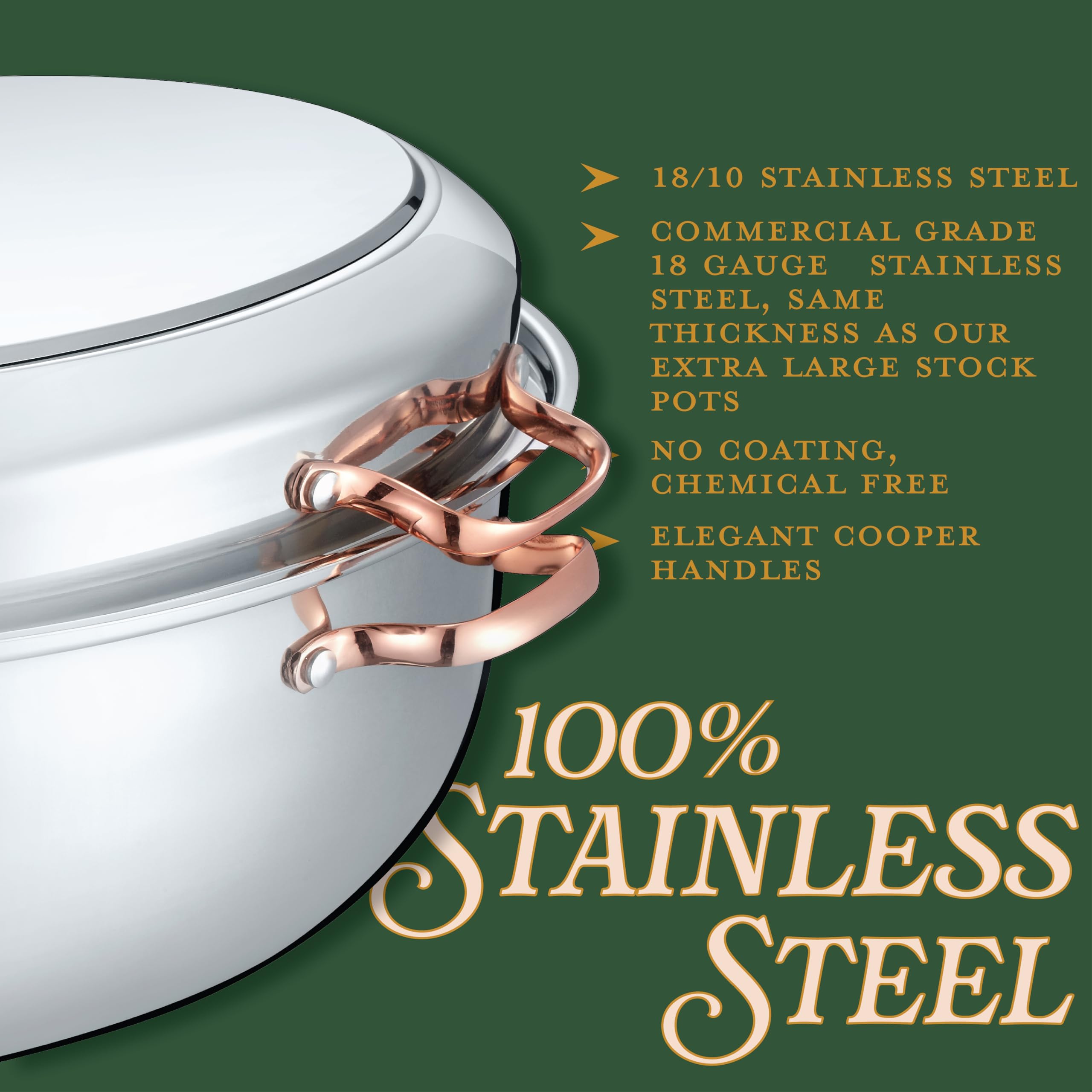 Concord Premium 12 Quart Stainless Steel Roasting Pan With Hangable Rack. Oval Turkey Roaster With Griddle Lid Multi-Use Cookwar