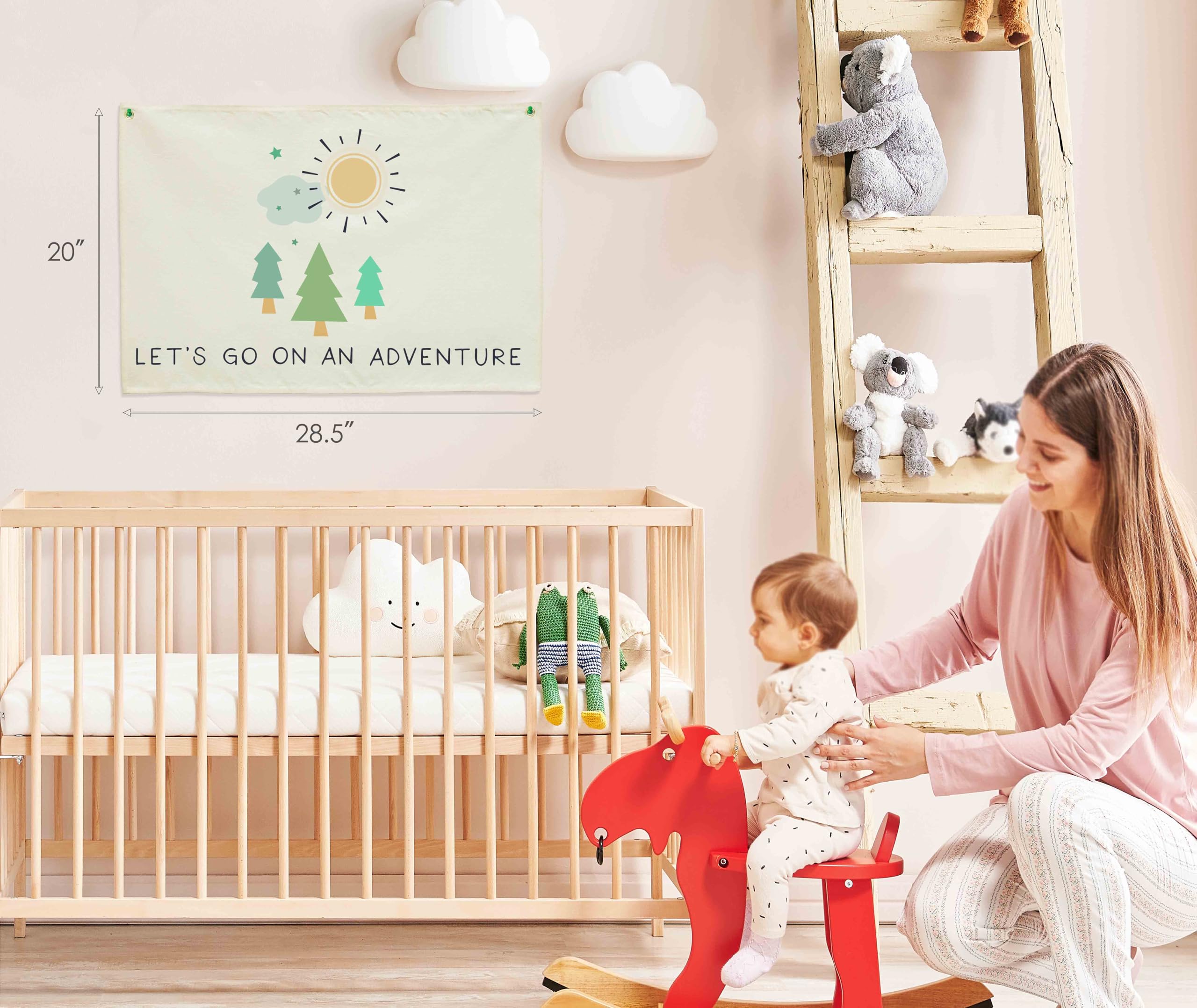 Nursery Canvas Rectangular Banner Flag Poster Wall Decor-Hanging Wall Decoration for Nursery Bedroom Playroom,Birthday Christmas