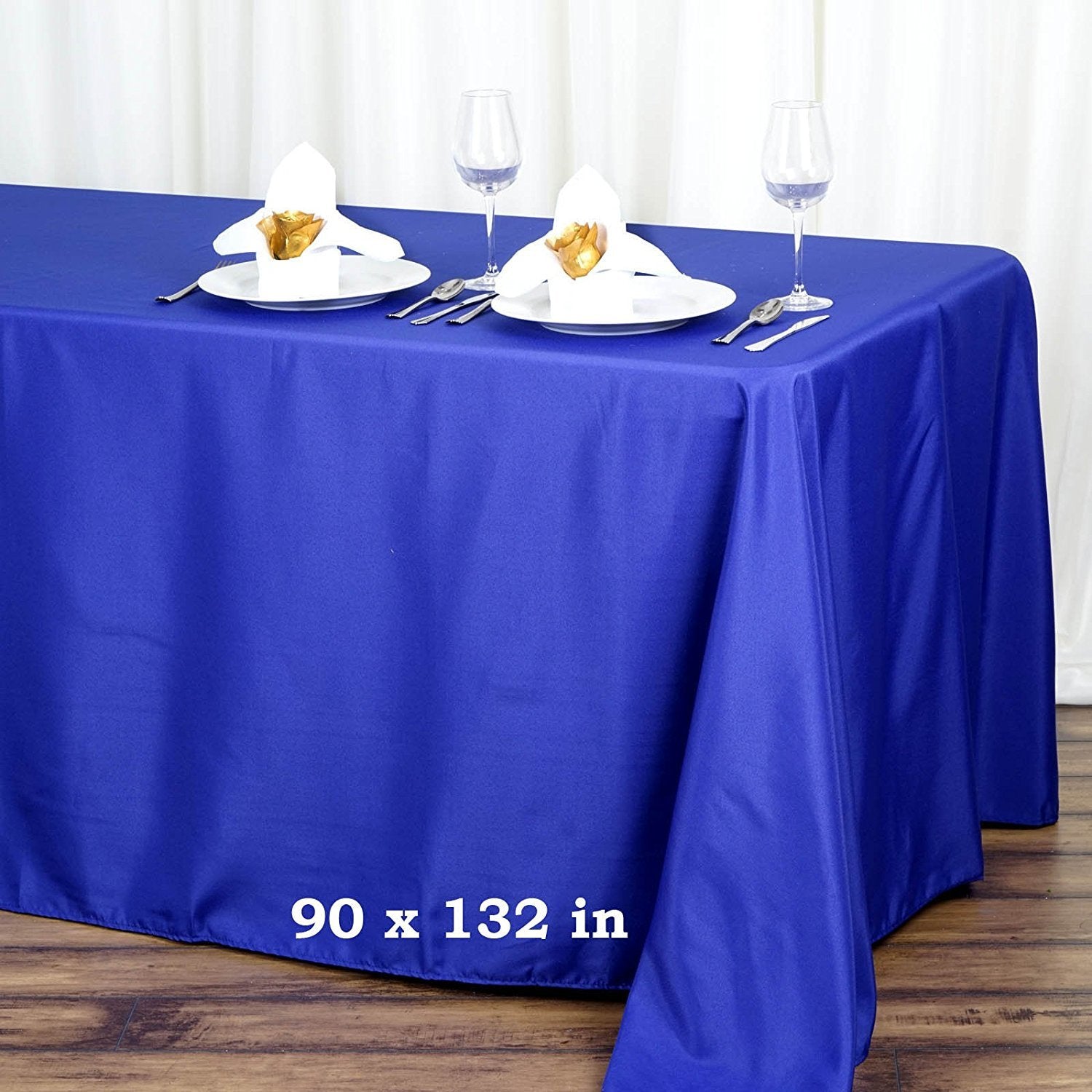 Balsacircle 90X132-Inch Royal Blue Rectangle Polyester Tablecloth Table Cover Linens For Wedding Party Events Kitchen Dining