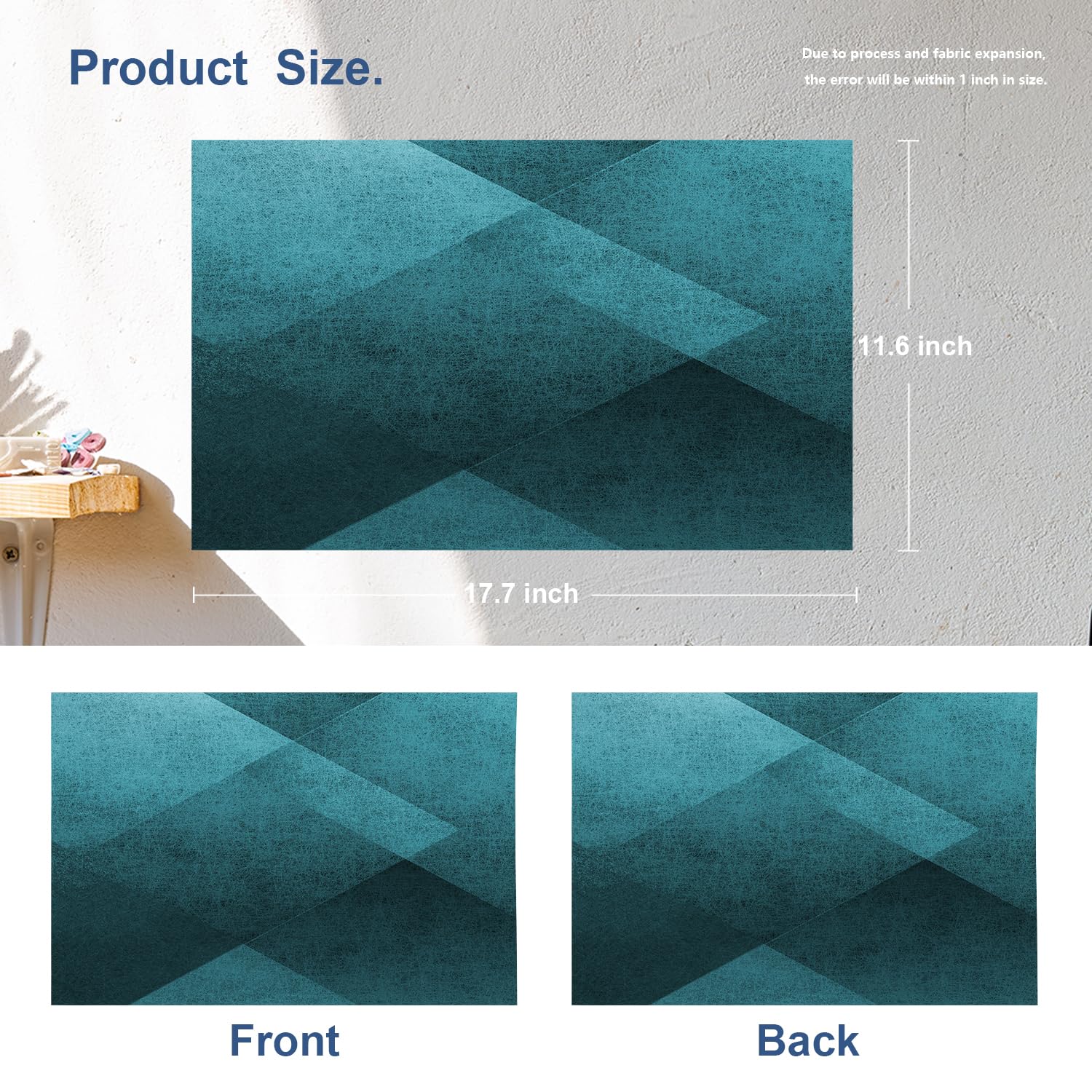 Batmerry Teal Blue Black Placemats, Blue Vintage Background Texture Pattern Woven Burlap Modern Placemats For Dining Table Kitch