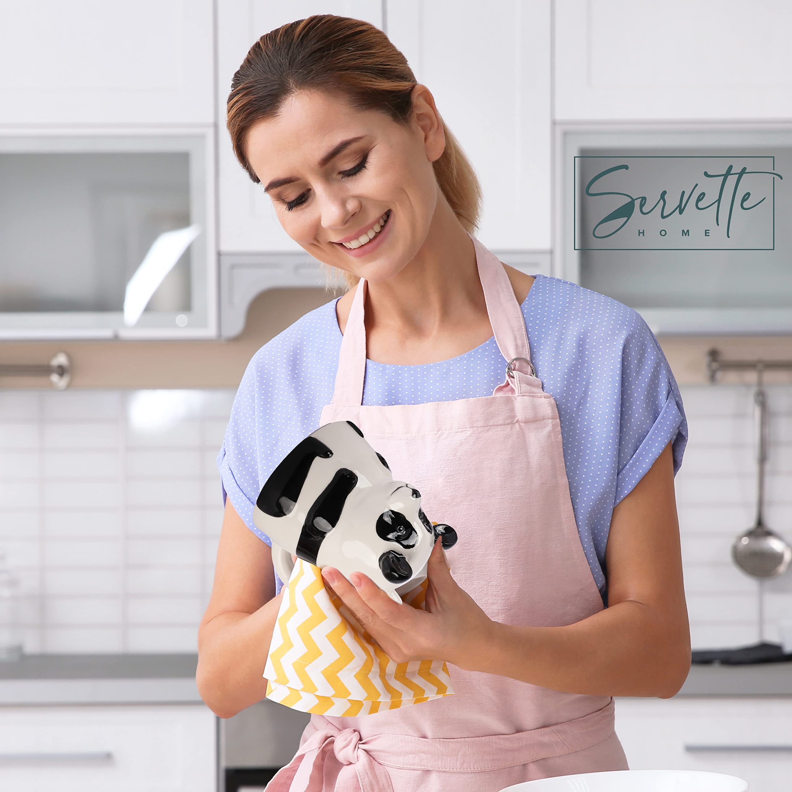 Servette Home Panda Mug 10 oz Ceramic Upside Down Panda Bear Coffee Mug