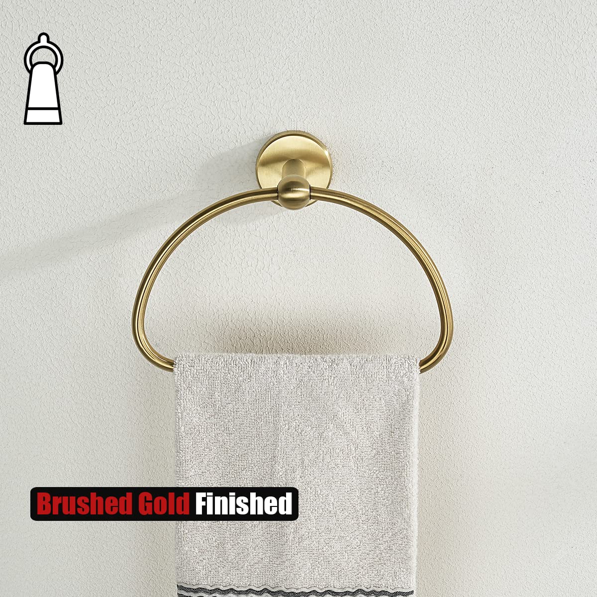 JQK Towel Ring Light Gold  Stainless Steel Half Ring Towel Holder for Bathroom  7 Inch Brushed Golden Wall Mount  TR160-BG