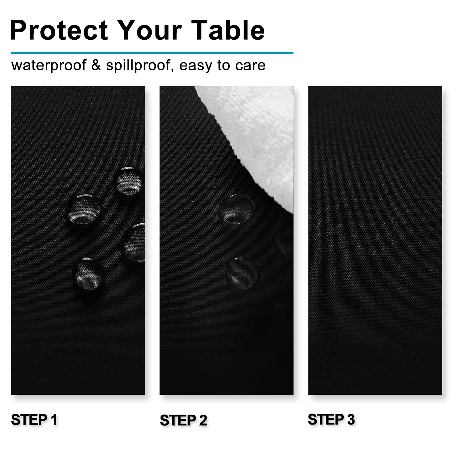 Hiasan Black Rectangle Tablecloth - 54 X 80 Inch - Waterproof & Wrinkle Resistant Washable Fabric Table Cloth For Dining, Party