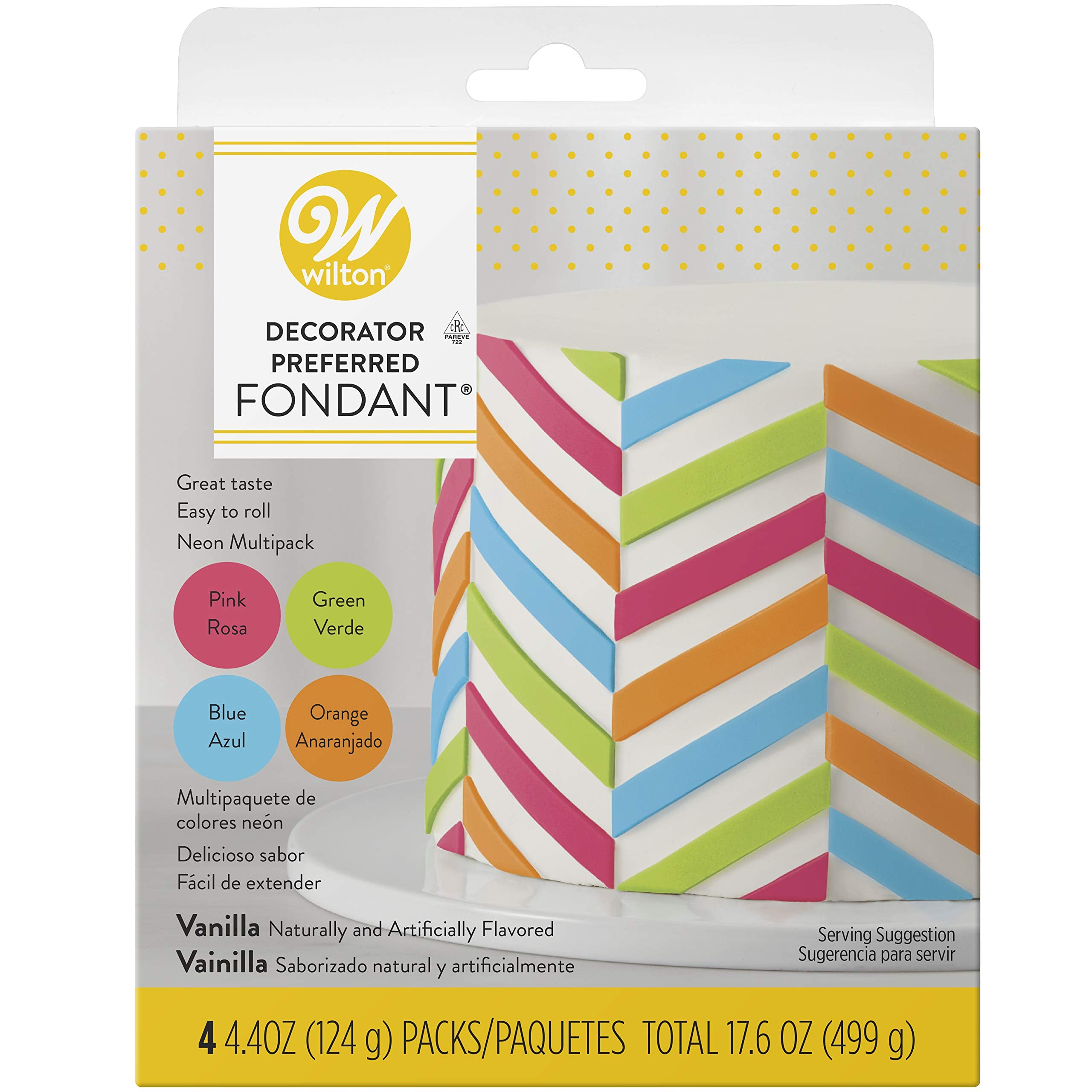 Wilton Decorator Preferred Neon Fondant - Add Colored Details To Your Cakes And Treats With These 4-Pack Fondant Icing, 4.4 Oz.