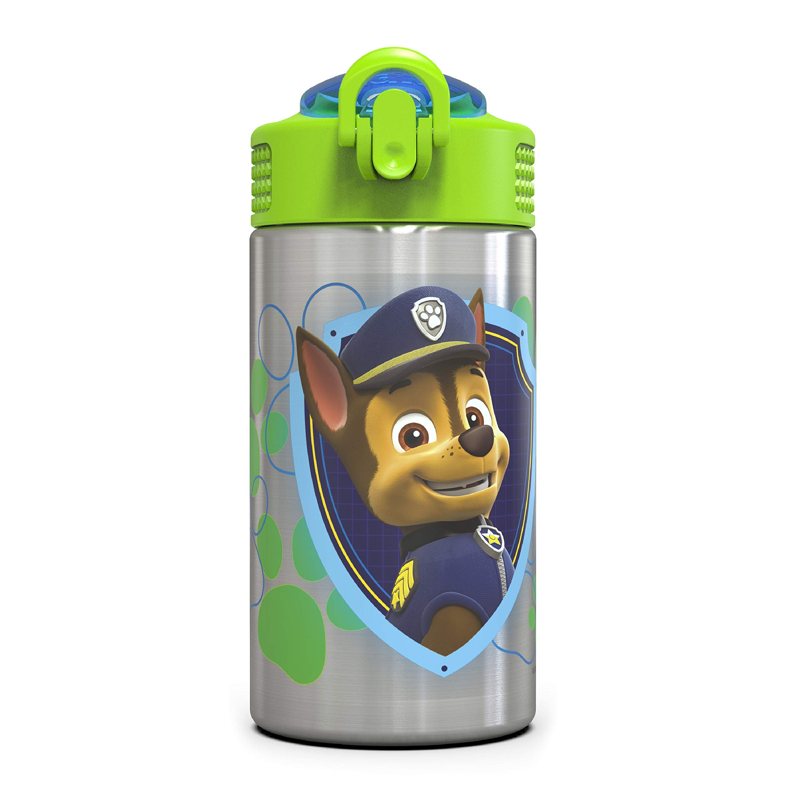 Zak Designs Paw Patrol 15.5oz Stainless Steel Kids Water Bottle with Flip-up Straw Spout - BPA Free Durable Design, Paw Patrol B