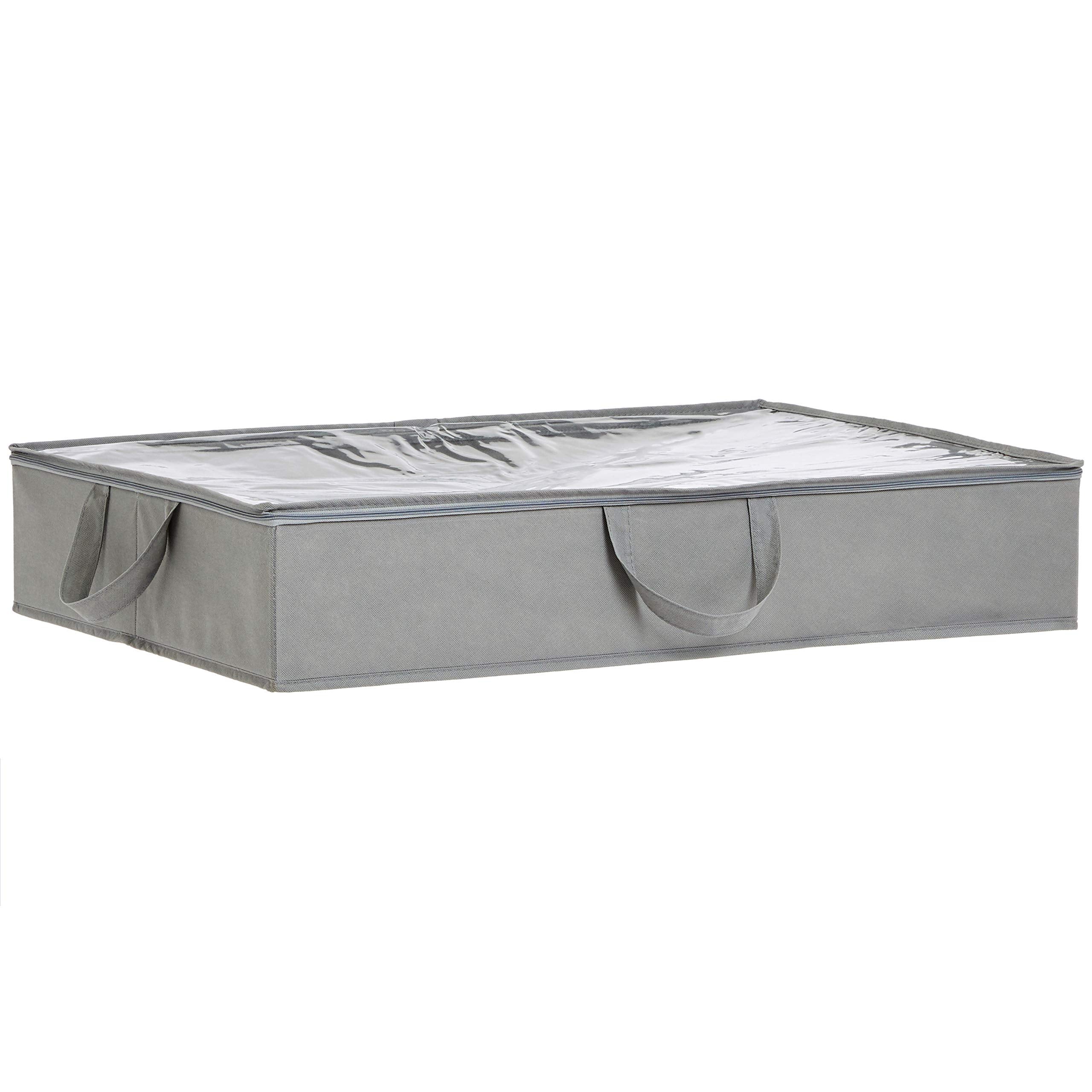 Amazon Basics Under Bed Fabric Storage Container Bags with Window and Handles - 2-Pack, 30.2 x 20 x 5.7 Inches, Gray