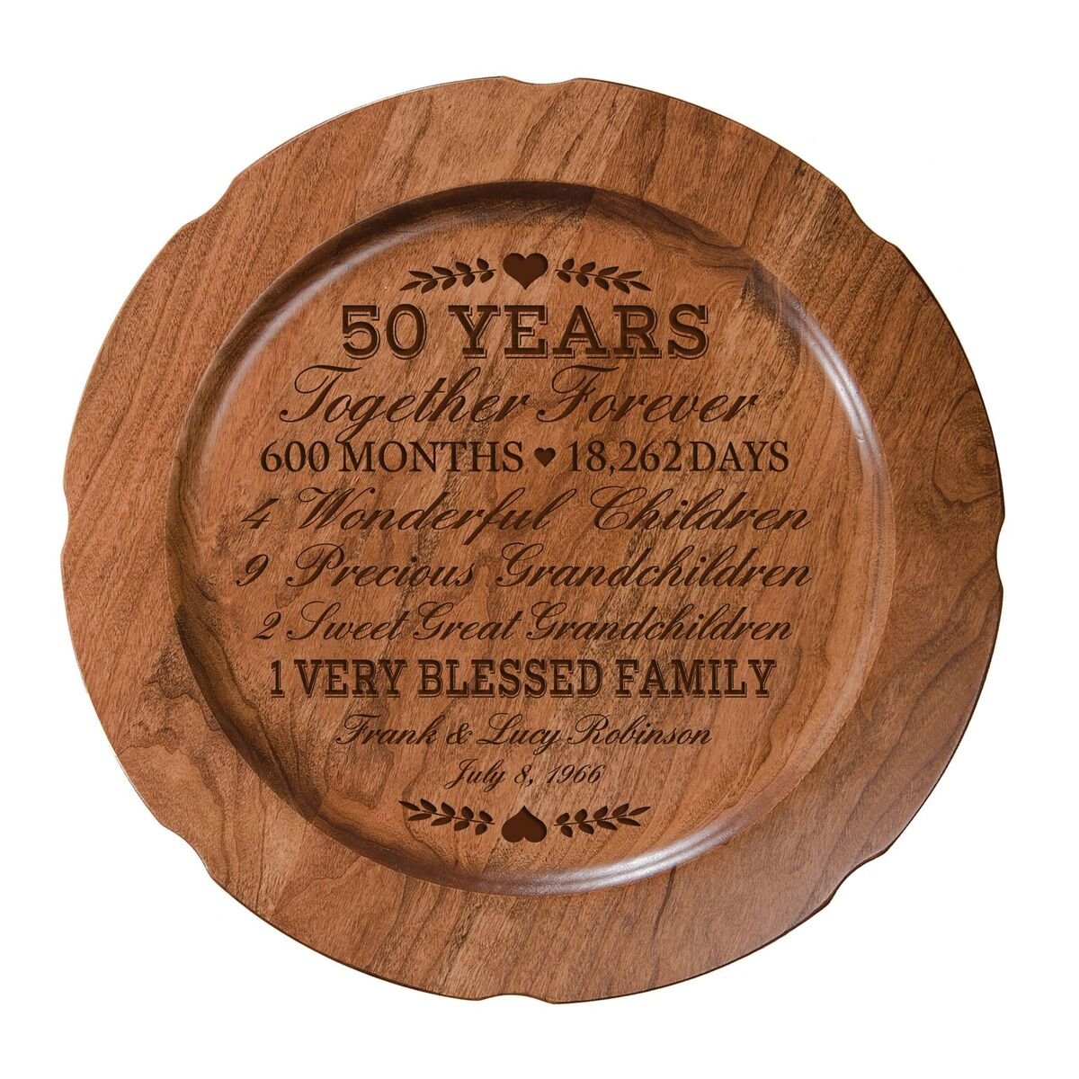 LifeSong Milestones Personalized 50th Wedding Anniversary Plate Gift for Couple, Custom Happy Fiftieth Anniversary for Her, 12 D