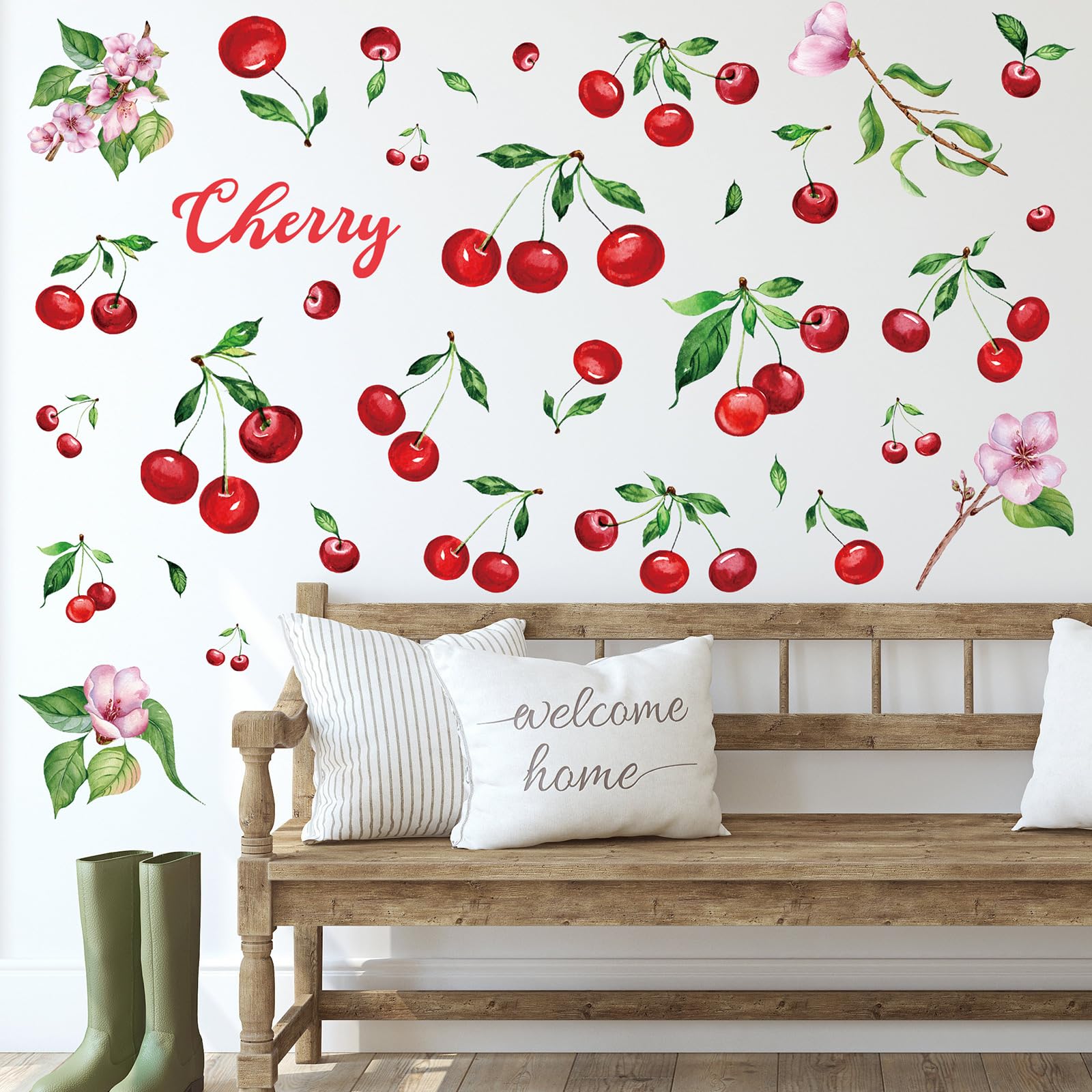 Epakh 41 Pieces Lemon Wall Stickers Apple Cherry Strawberry Fruit Stickers Peel And Stick Wall Decor For Kitchen Cabinet Window