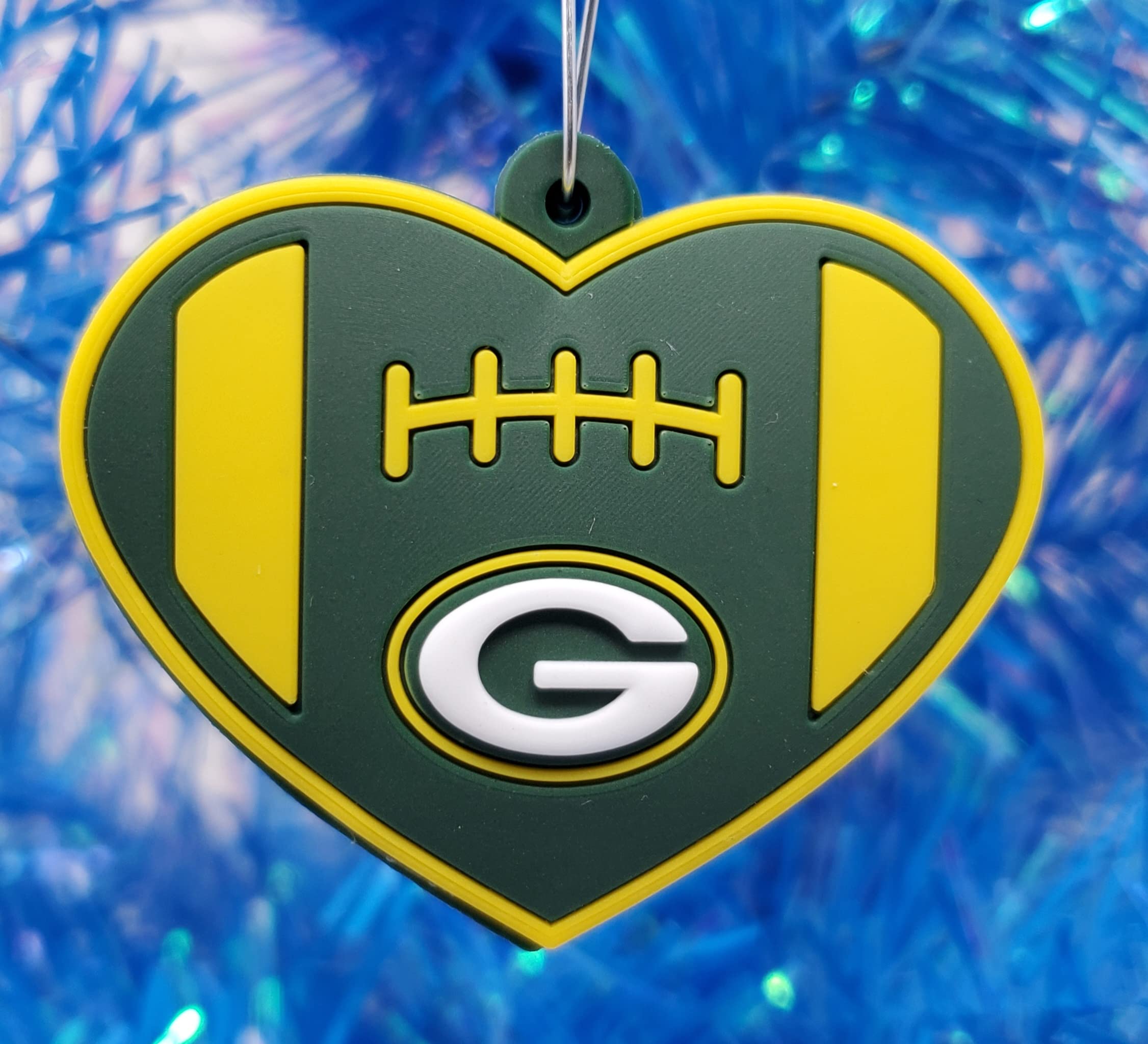 Green and Gold Cheesehead Green Bay Football Team Themed 6 Piece Christmas Ornament Set