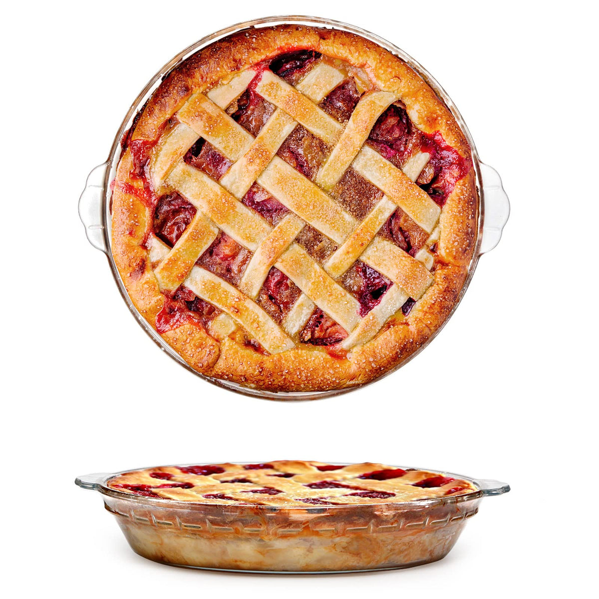 Zyer Glass Pie Plate Round Glass Pie Pan For Baking Pie Baking Pan 47Oz Glass Pie Dish, 9.5 Inch