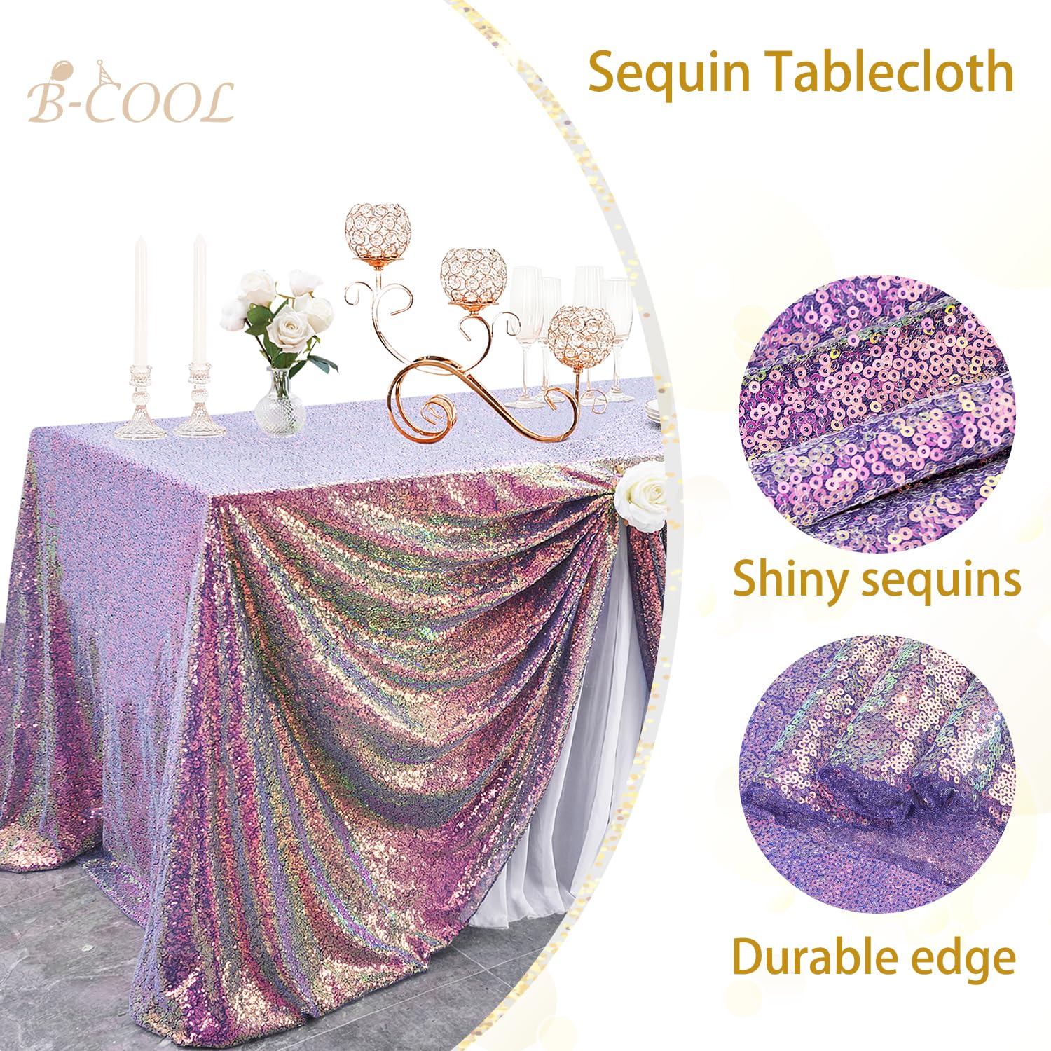 Iridescence Sequin Tablecloths Shiny Mermaid Tablecloth Rectangle Table Cloths Iridescent Party Decoration Birthday Bridal Weddi