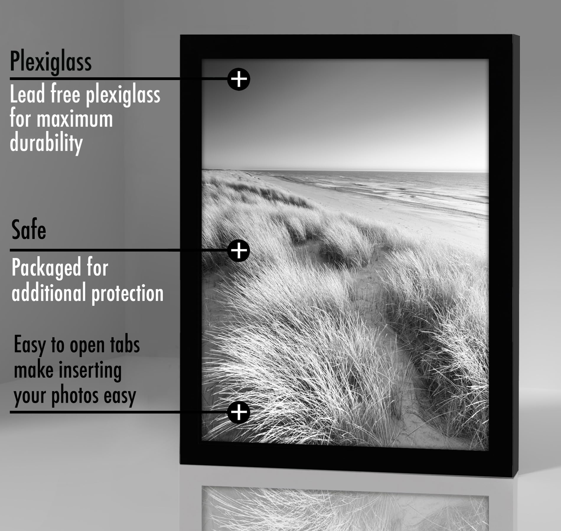 Americanflat 8x10 Picture Frame with Polished Plexiglass - Set of 5 - Galleria Collection - Picture Frames for Tabletop and Wall