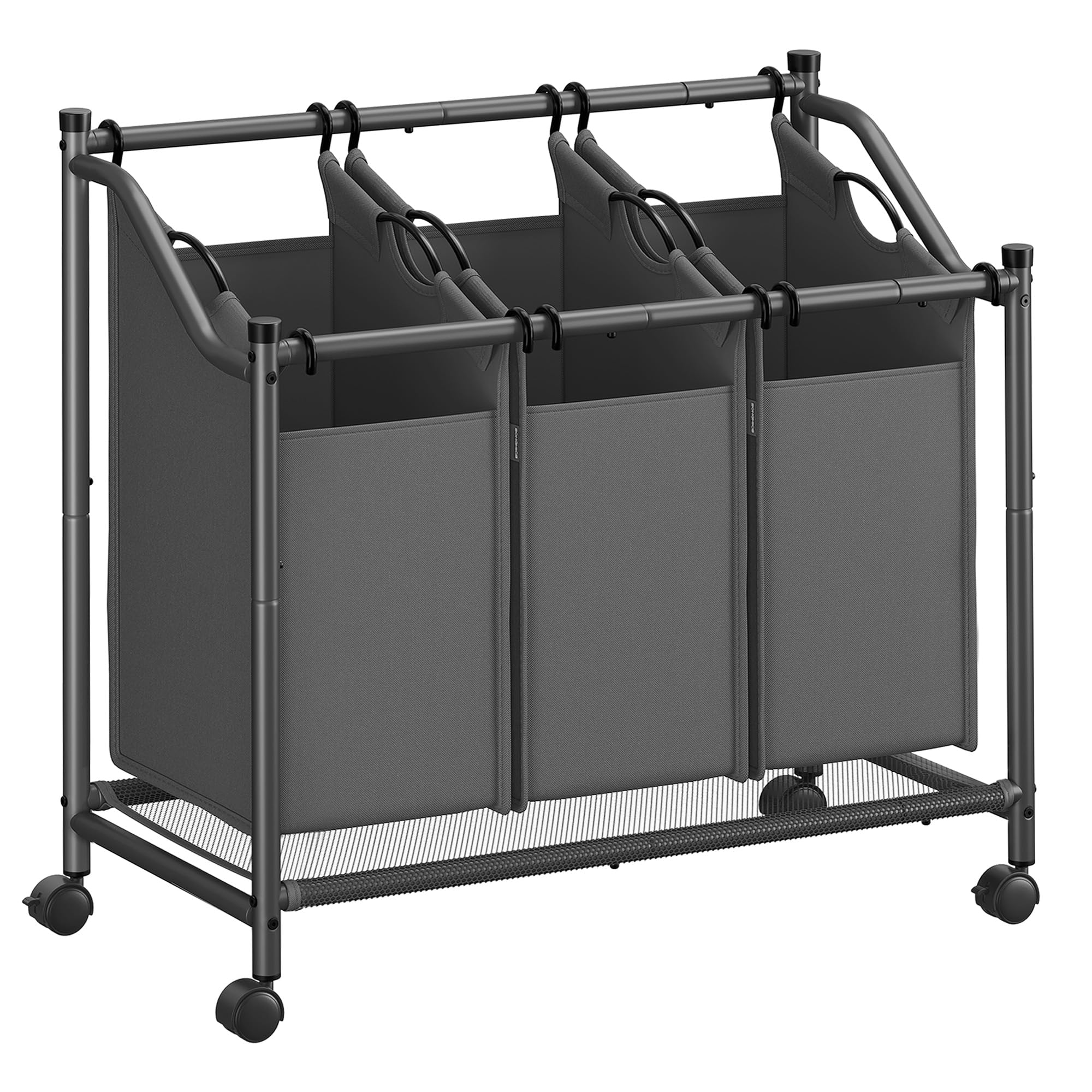 Songmics Laundry Sorter, Rolling Laundry Basket With 3 Removable Bags, Laundry Hamper, Laundry Cart, For Laundry Room, Bedroom,