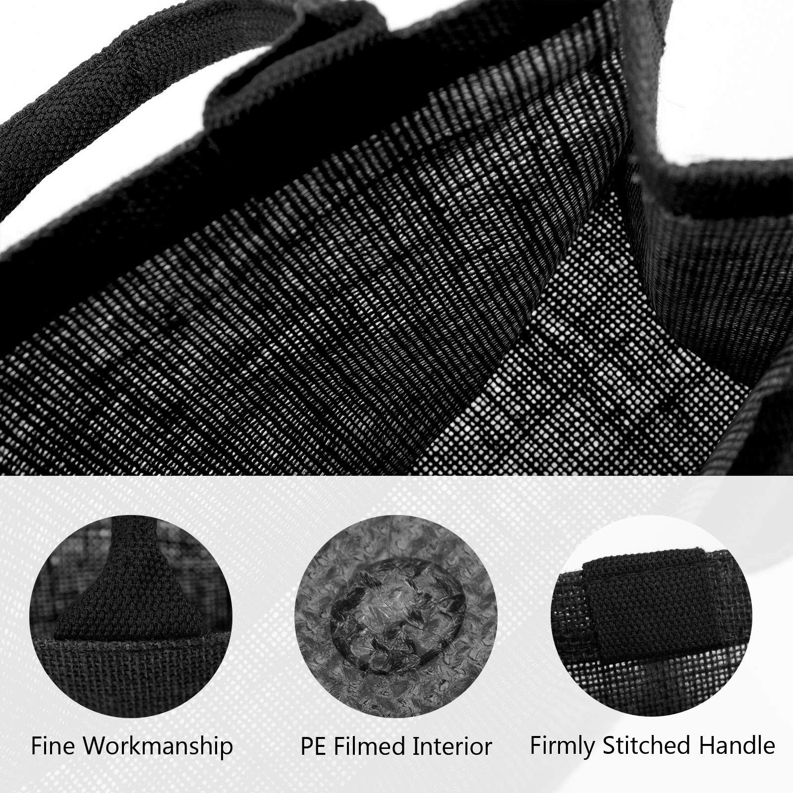 Segarty Tote Bags  6 Pack Medium Black Burlap Jute Reusable Canvas Gift Favors Bag with Handles Blank Totes Bulk for Bridesmaid Wedding  Women Market Grocery Shopping  Bachelorette Party  Beach Trip