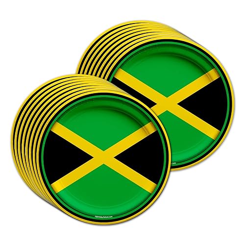 Jamaican Flag Jamaica Birthday Party Supplies Set Plates Napkins Cups Tableware Kit for 16