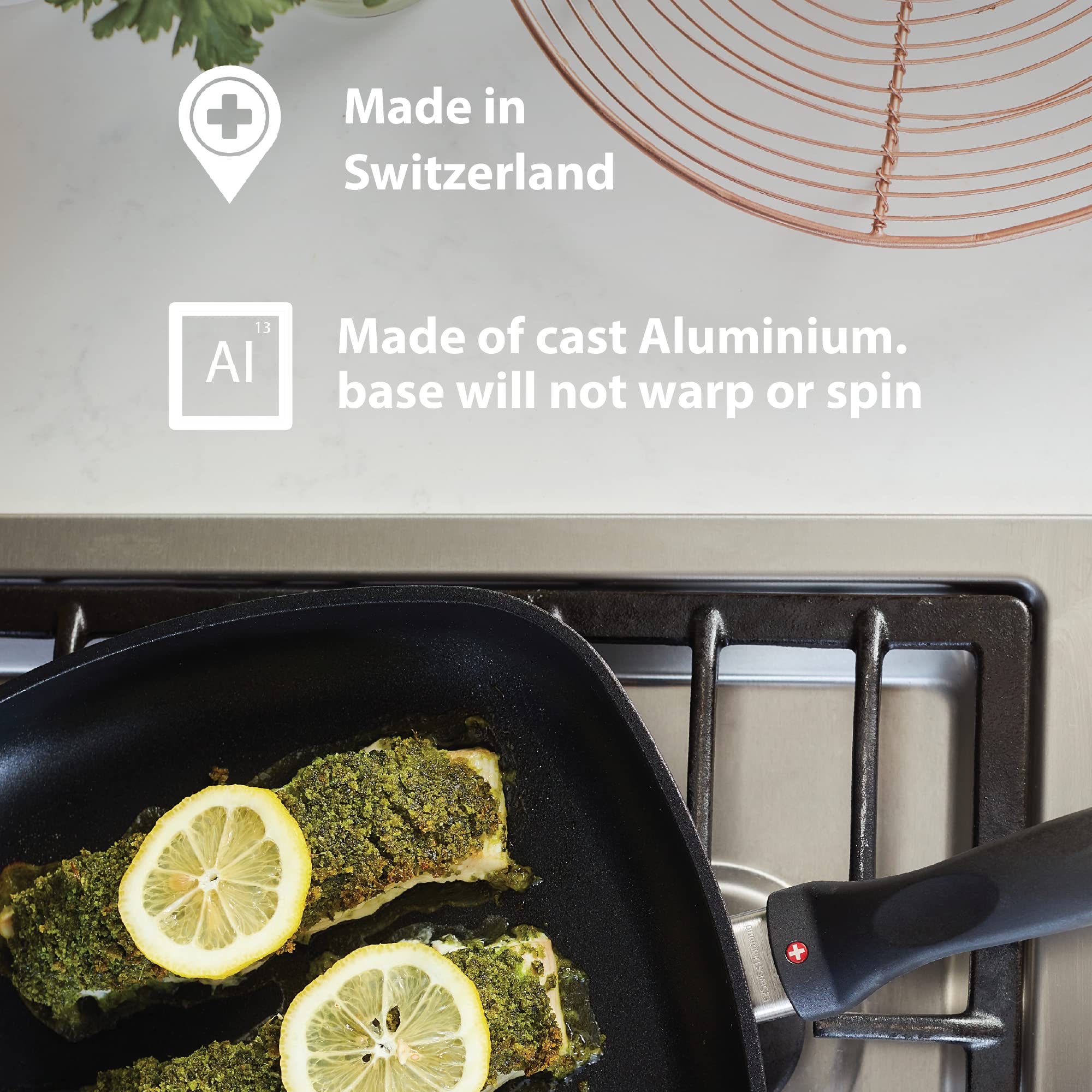Swiss Diamond 9.5'' Stir Fry Pan Edge Nonstick Diamond Coated Aluminum Stir Fry Pan, With Lid - Pfoa Free, Dishwasher Safe And O