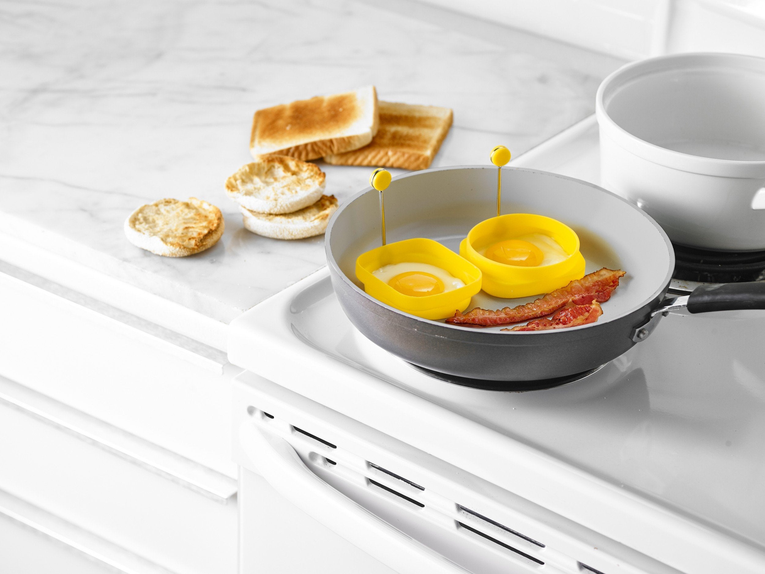 Trudeau Yellow Silicone Reversible Egg Ring, Set Of 2