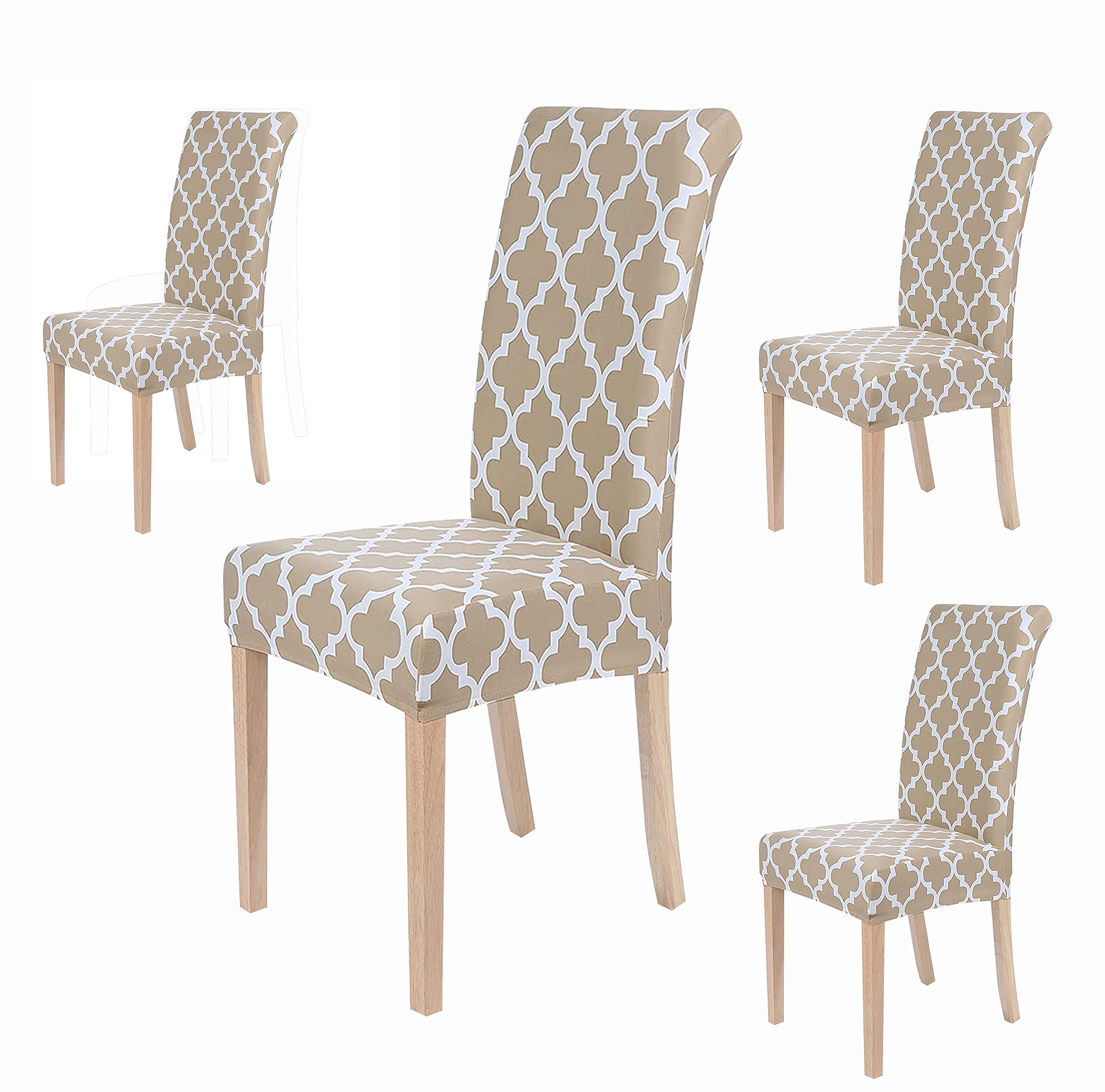 House Of Quirk Polyester Elastic Stretch Removable Washable Short Dining Chair Slipcover (Blue) - 4 Chair Cover