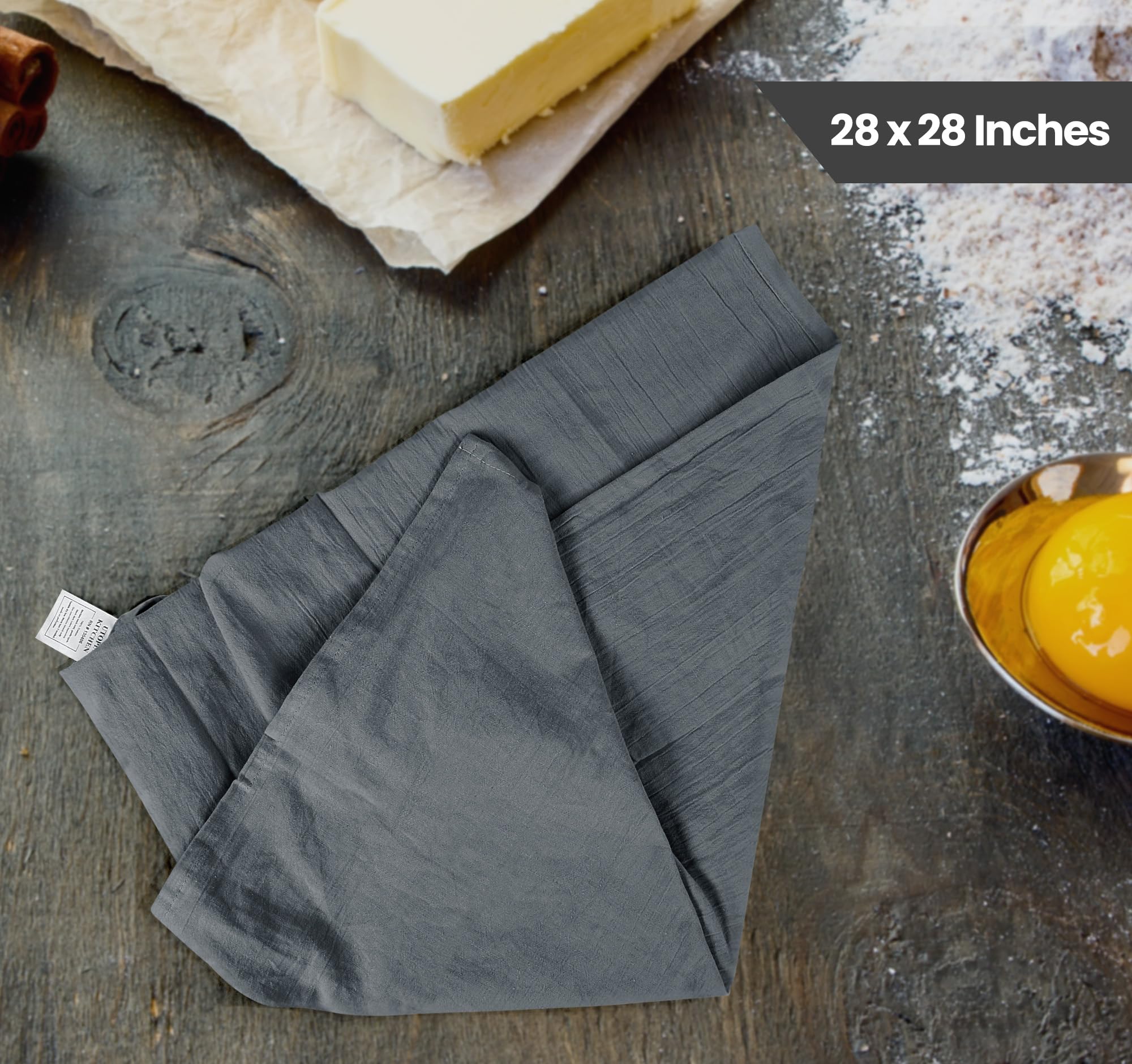 Utopia Kitchen Light Grey Flour Sack Towels [12 Pack - 28 X 28 Inch] 100% Cotton Tea Towels For Cleaning & Drying - Highly Absor