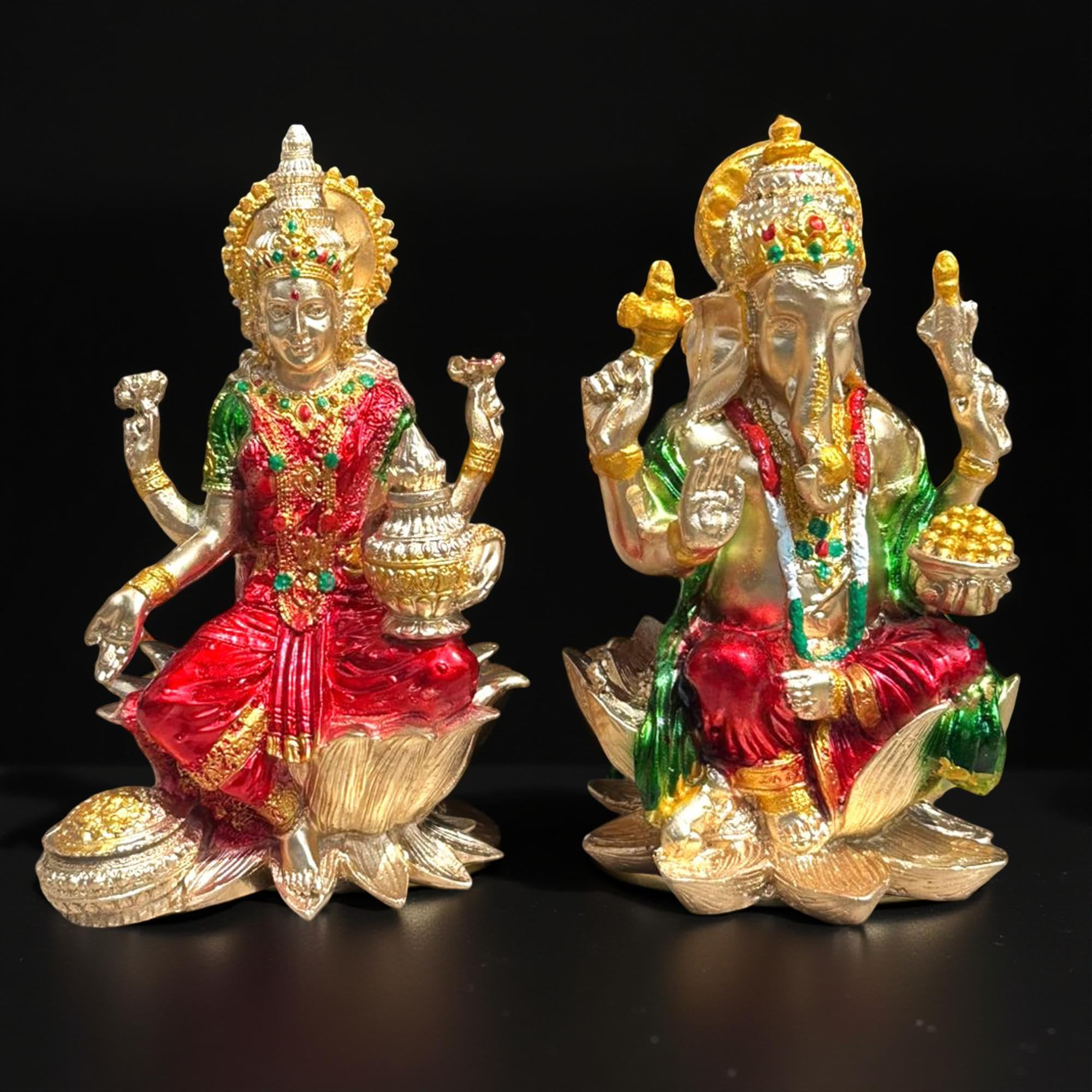 The Himalayan River Polyresin Ganesh Ji Laxmi Ji Idol Laxmi Ganesh Ji Big Laxmi Ganesh Murti For Diwali Gift, Home Decor Temple
