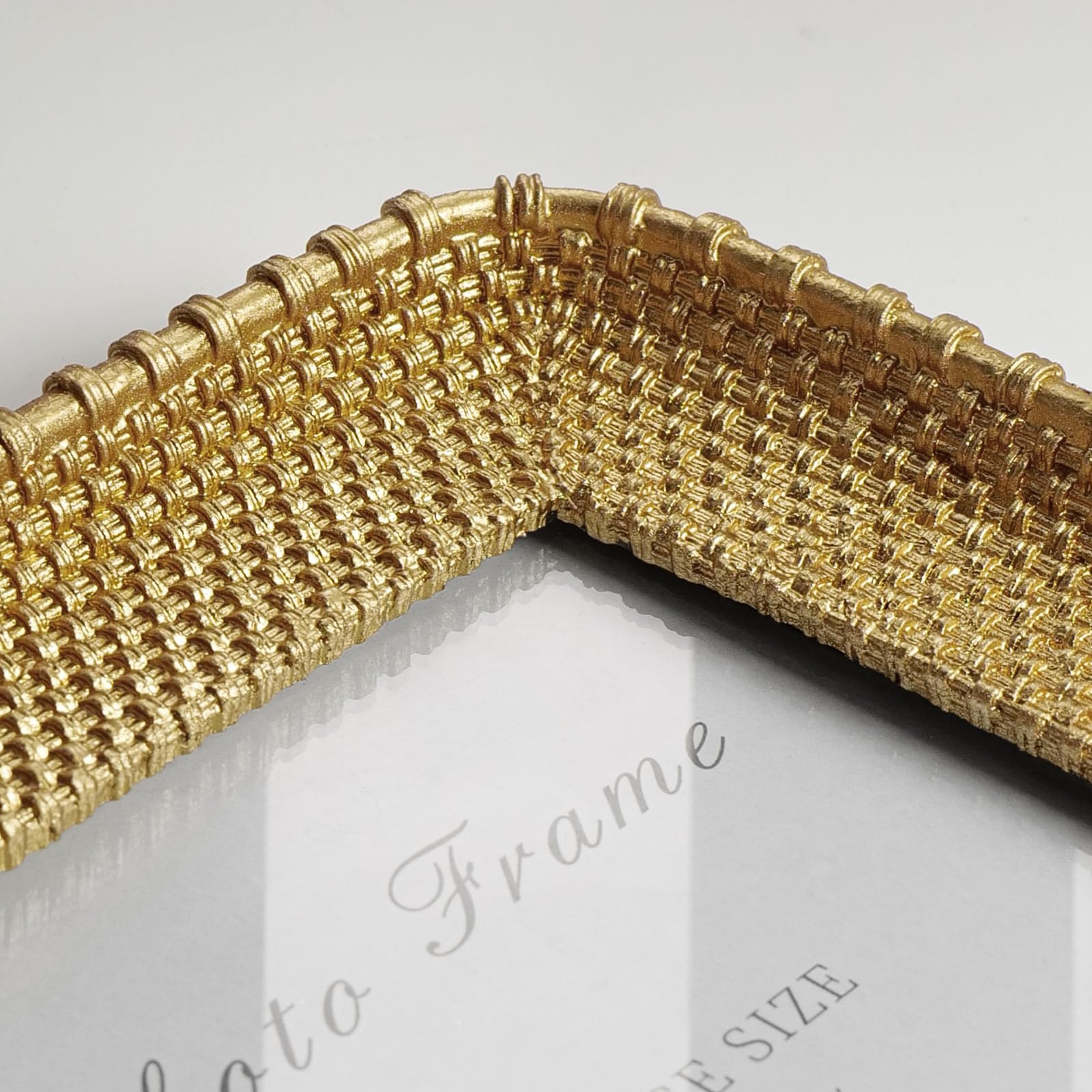 Cuspin 8x10 Picture Frame Gold, Vintage Gold Frames Rattan Textured Hand-Crafted Resin Photo Frame with Glass Front for Tabletop