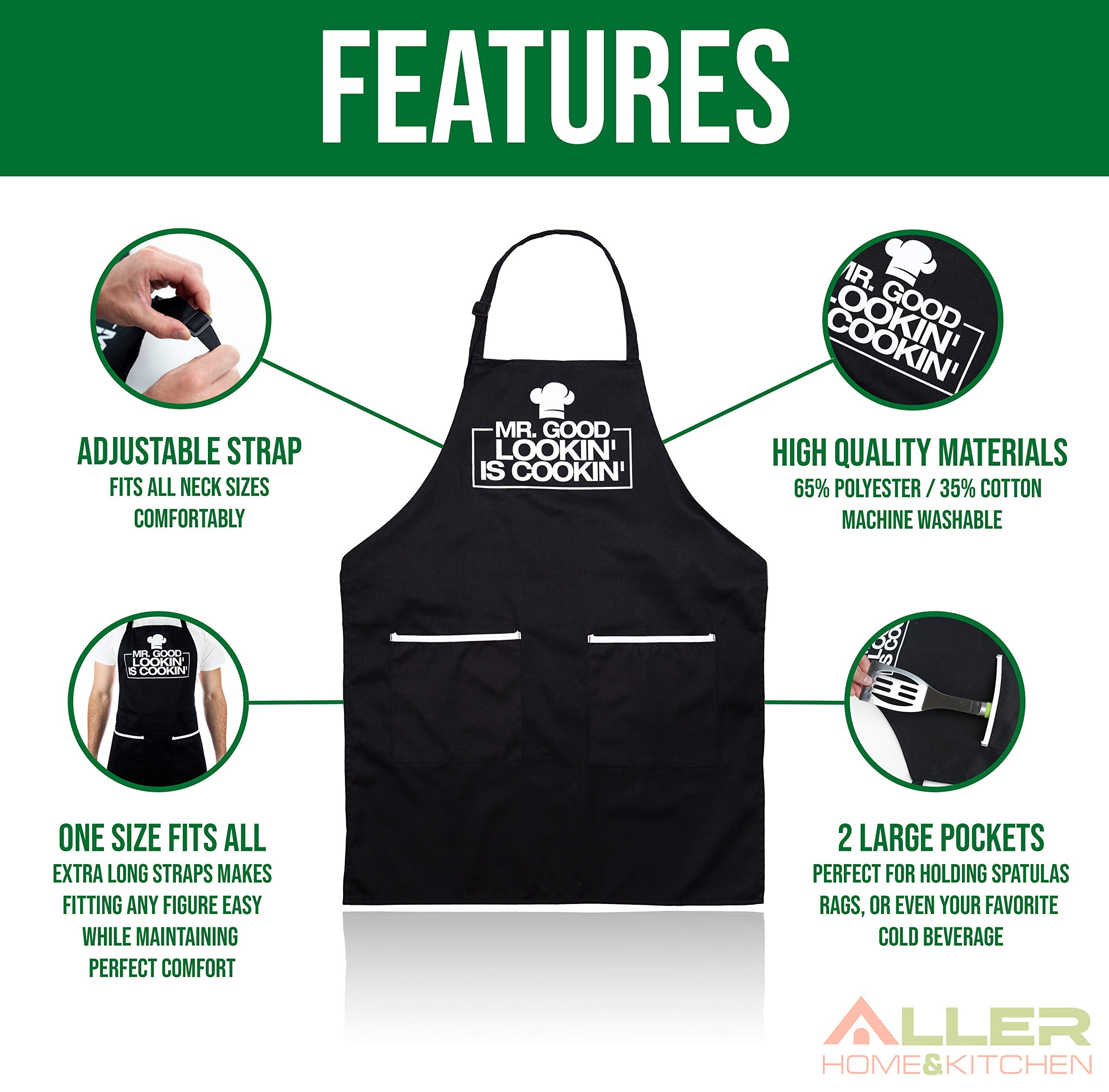 Funny Apron For Men - Mr. Good Looking Is Cooking - Bbq Grill Apron For A Husband, Dad, Boyfriend Or Any Friend That Cooks Like