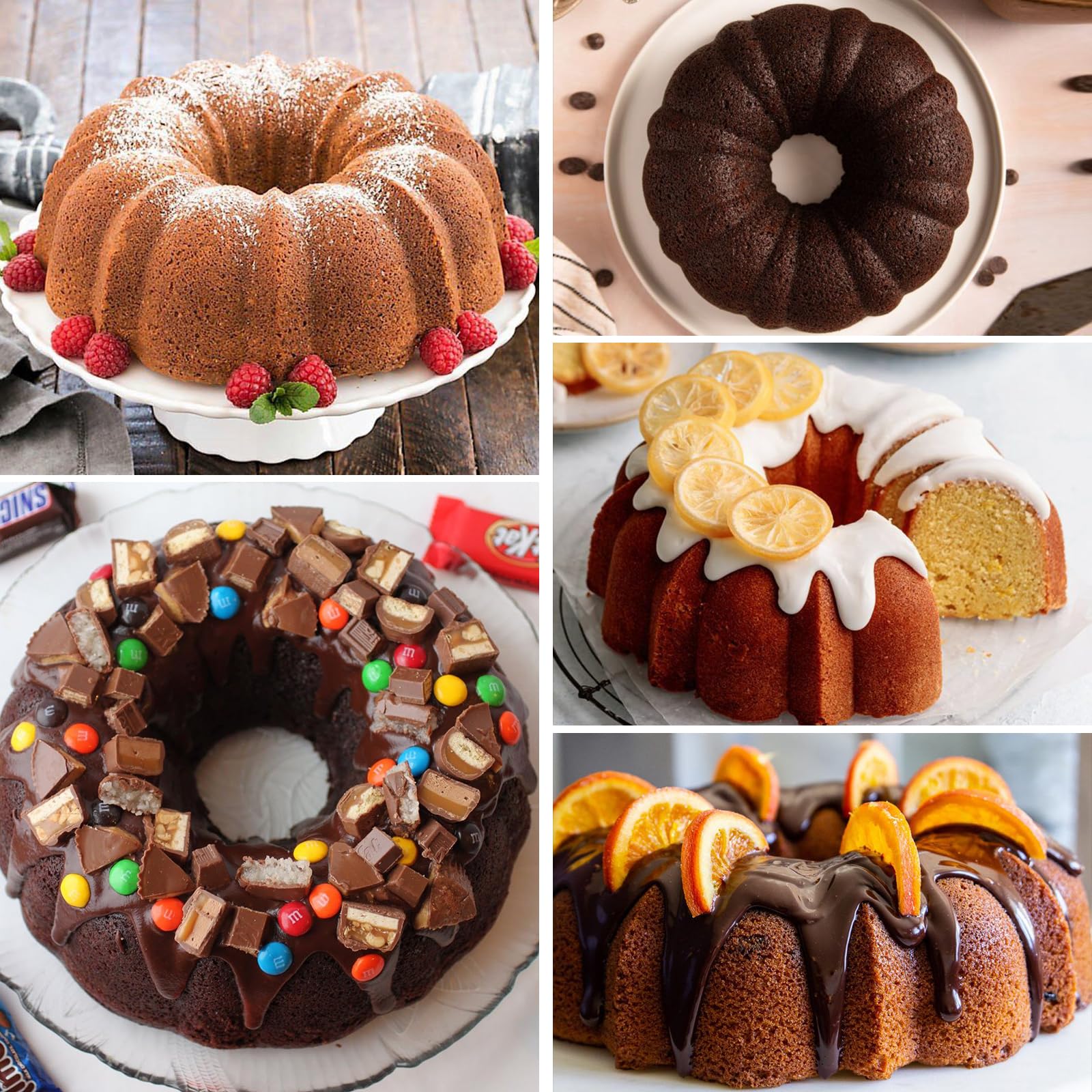 Huakener 10 Inch Bundt Cake Pan (2 Pack) - 12 Cups Nonstick Fluted Tube Pan, Large Size Silicone Baking Molds For Cake, Brownie,