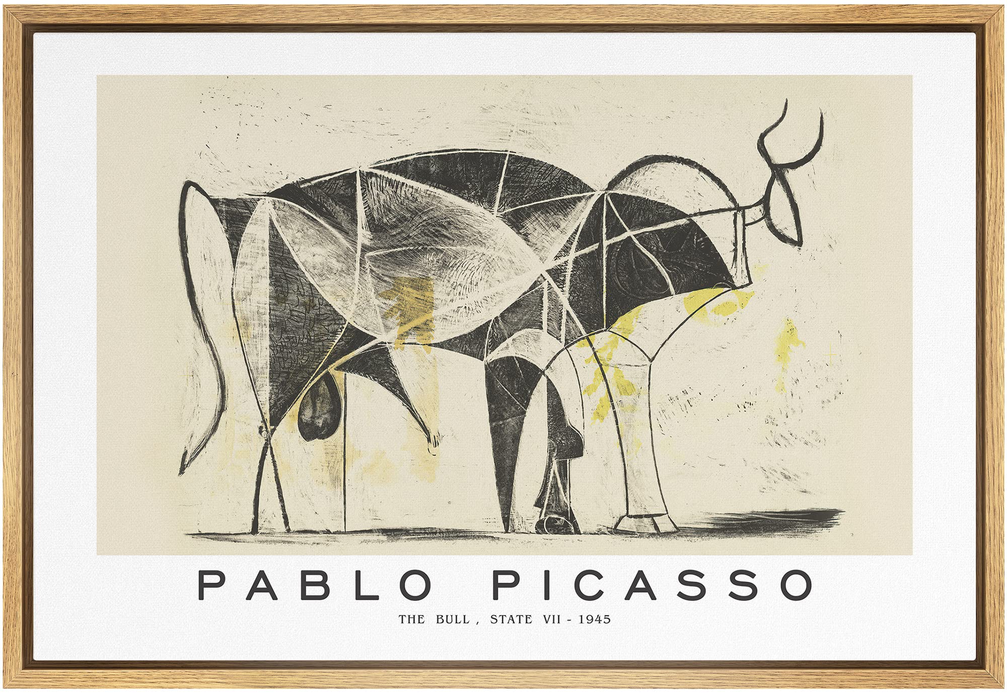 Idea4Wall Framed Canvas Print Wall Art The Bull, State Vii By Pablo Picasso Historic Cultural Illustrations Fine Art Traditional