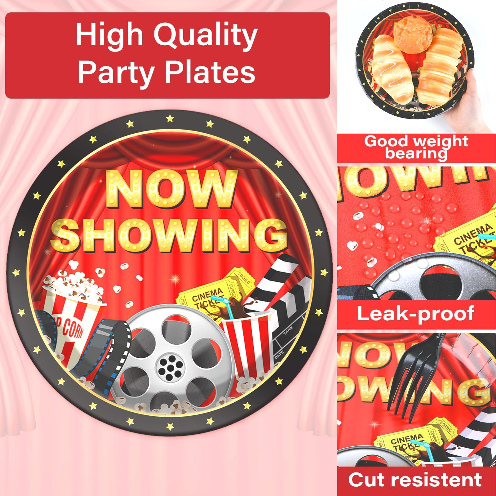 Movie Night Party Plates Movie Themed Party Tableware Now Showing Movie Theater Themed Decorations Dinnerware For Movie Night Re