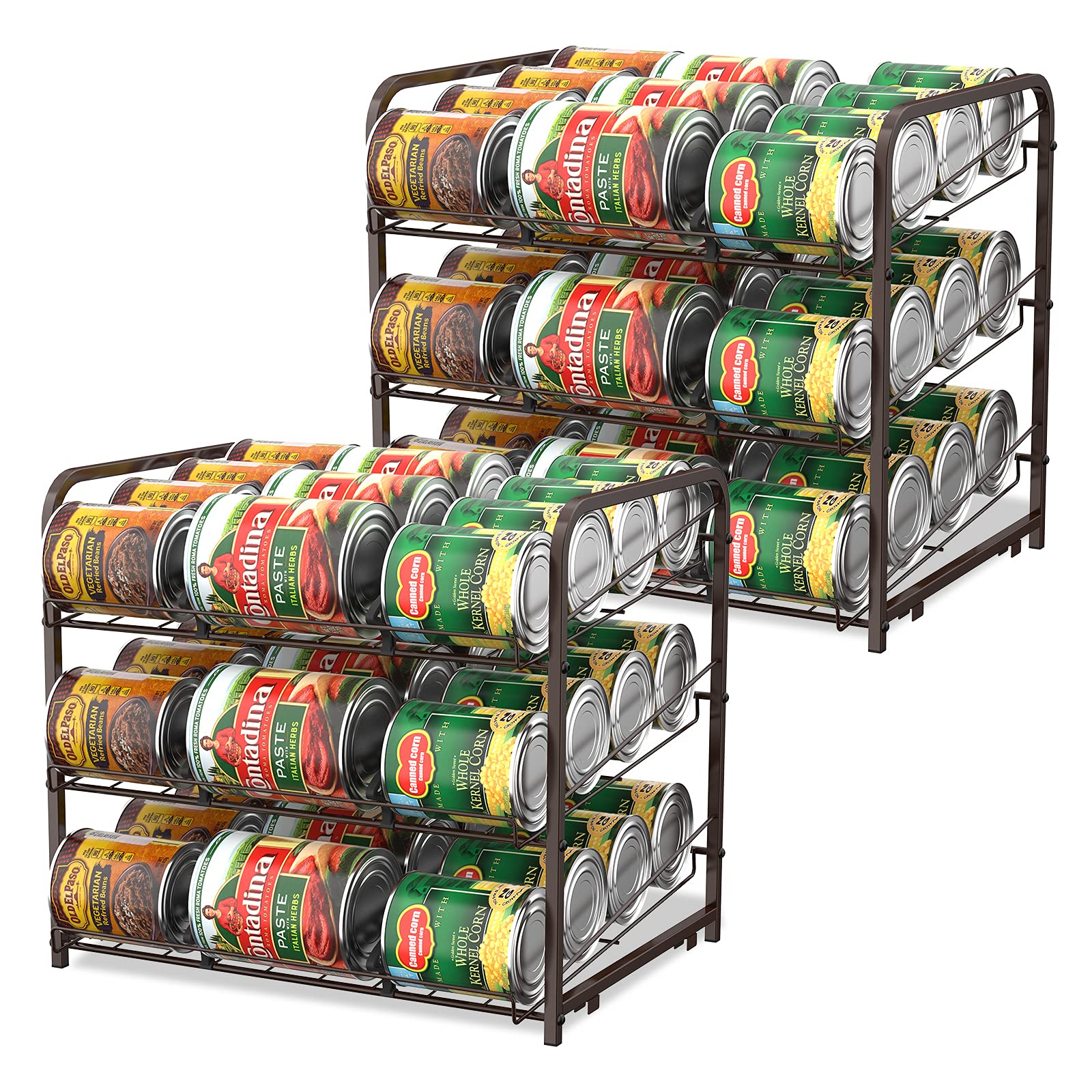 Can Organizer For Pantry Stackable 2 Pack, Can Storage Organizer Rack Stacking Can Dispensers Small Space Holds Up To 36 Cans Fo