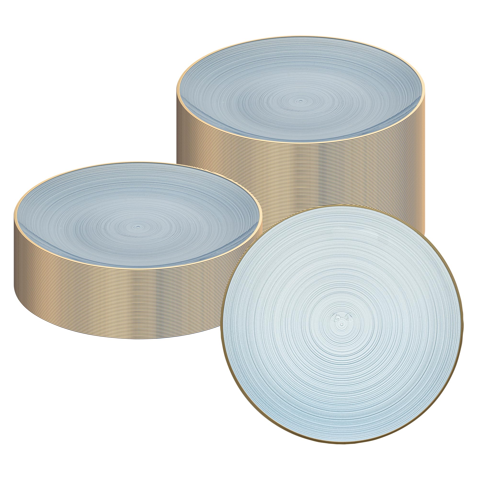 Restaurantware Plastic Plates 100 Pack of 10.1 Inch Plastic Party Plates Gold-Rim Design Round Elegant Table Setting Dinnerware