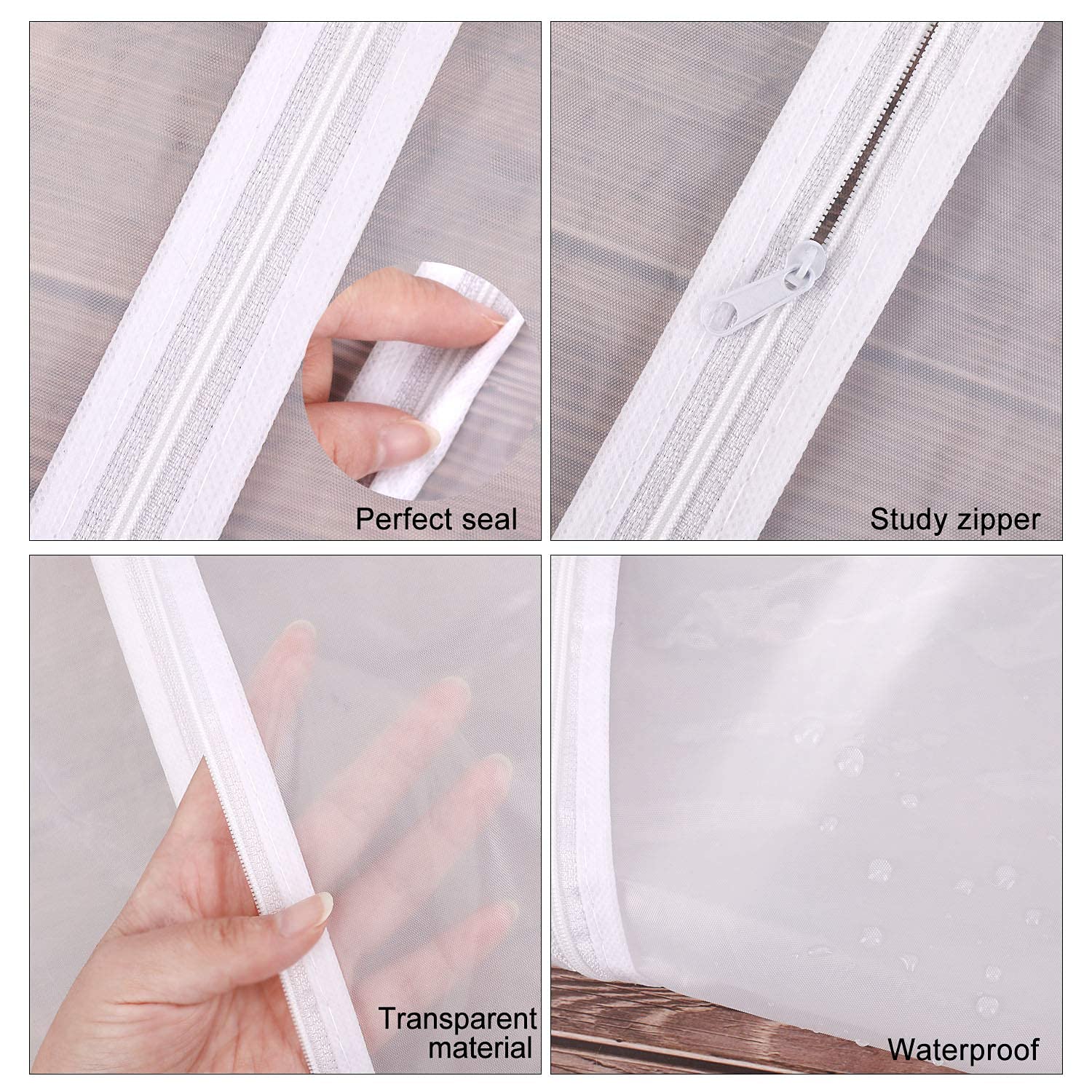 12 Pack Breathable Clothes Covers with Zip  Waterproof Dustproof Garment Covers Bags Dress Bag Covers Damp-proof Mens Suit Storage Bag for Wardrobe Storage and Travel(White)