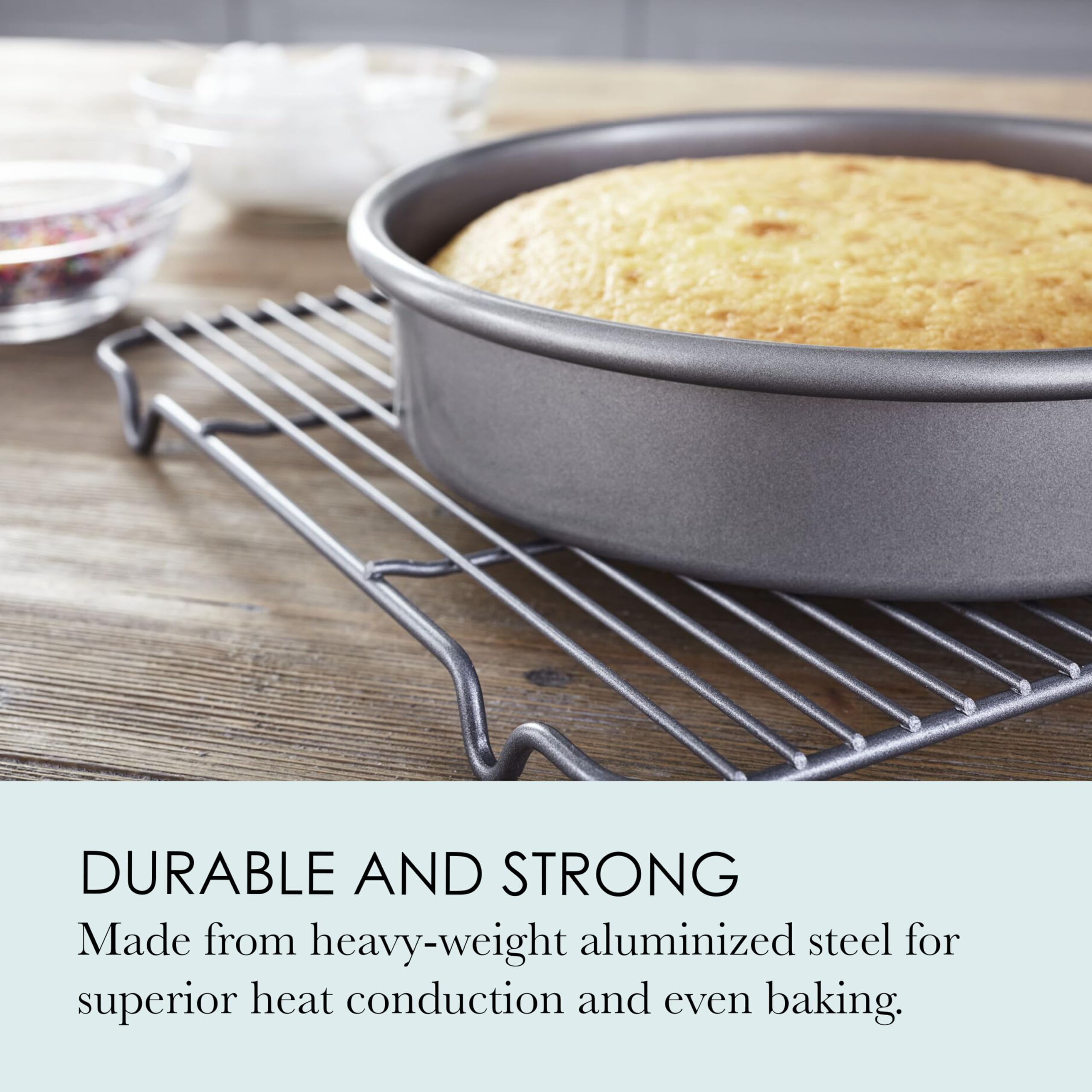 Chicago Metallic 59629 9-Inch Commercial Ii Non-Stick Round Cake Make Traditional Round Cakes Or Layer Cakes, Cheesecakes, Casse