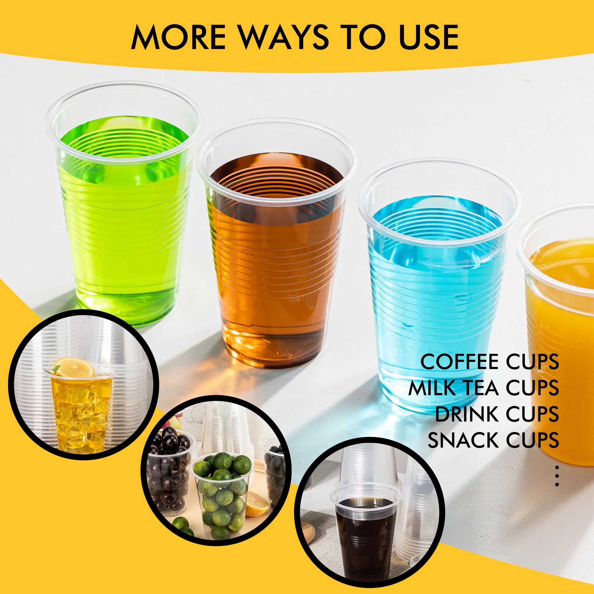 RACETOP 80 Pack 9 oz Plastic Cups, Clear Disposable Plastic Cups Bulk, Cold Drinking Party Cup, Transparent for Wedding, Thanksg