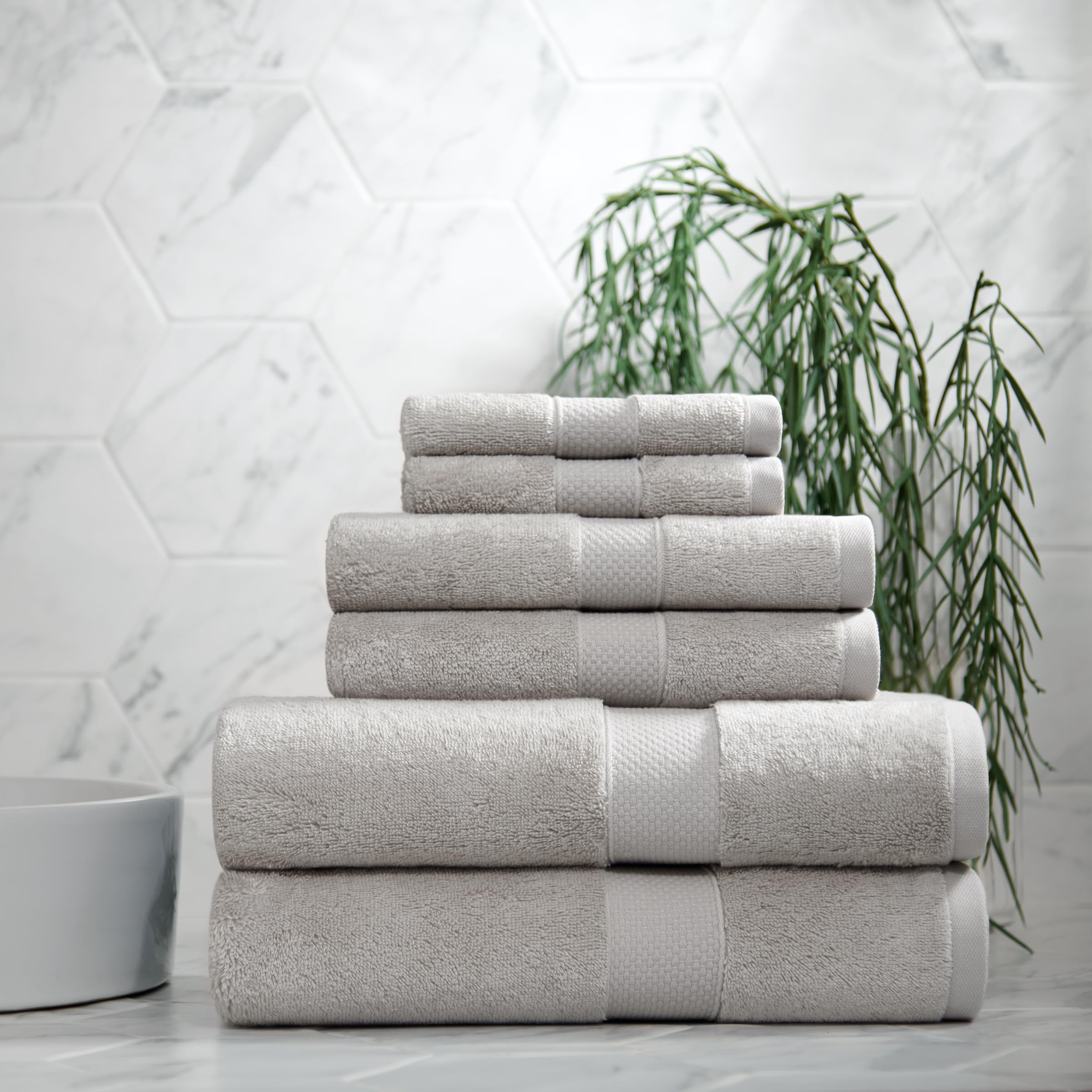 Aston & Arden Egyptian Wash Cloths - Pack Of 6 - Oversized Ultra Soft Thick & Absorbent, 100% Ringspun Egyptian Cotton Bathroom