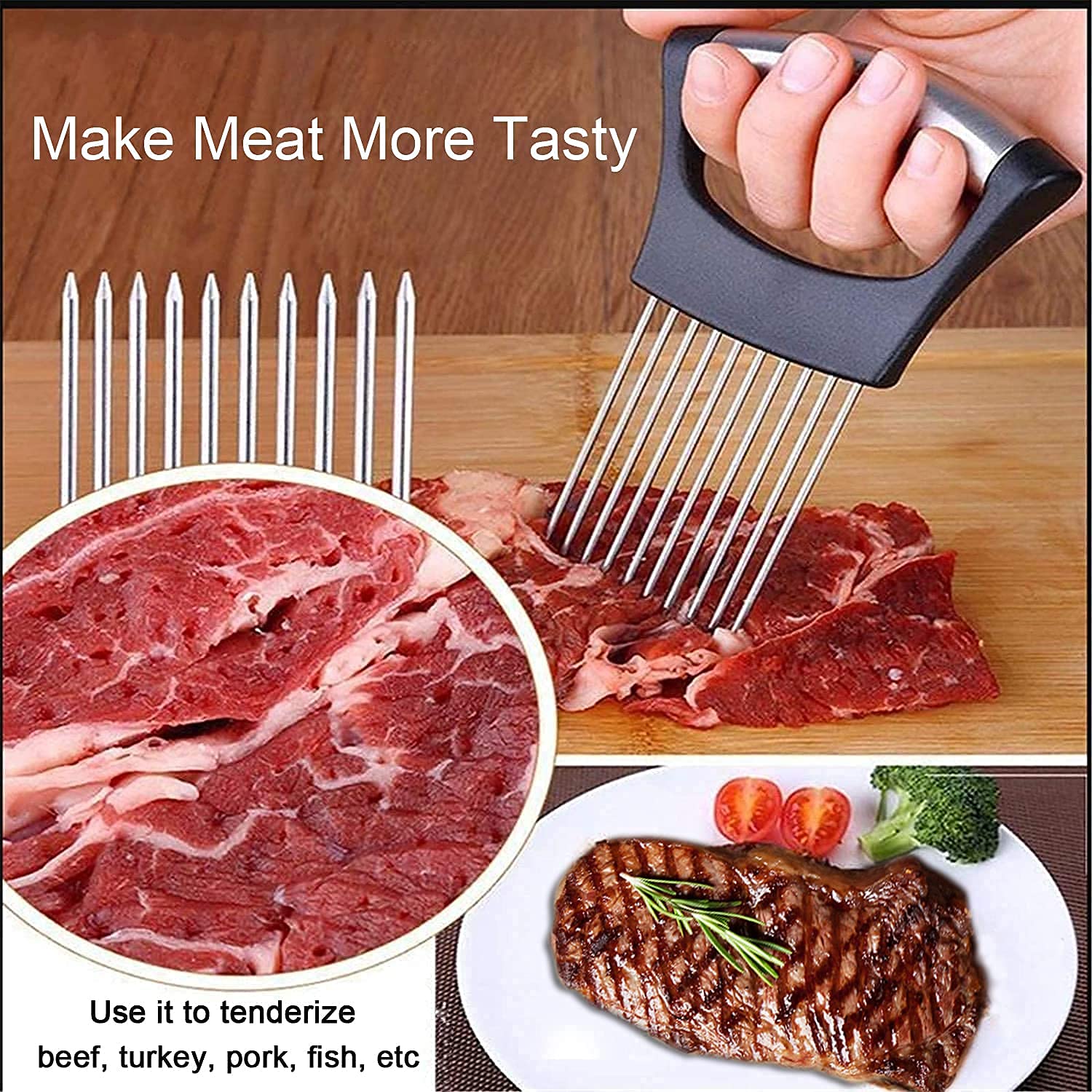 Esinam Onion Slicer Holder, Premium Vegetable Slicer Cutter For Potato And Tomato, Sharp Stainless Steel Food Slicer Assistant T