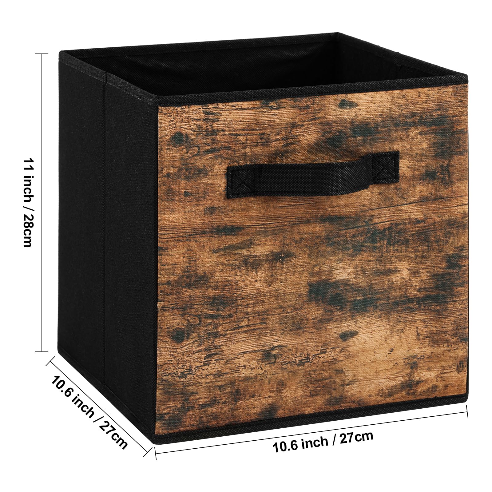 Stero Fabric Storage Cubes, 6 Pack Foldable Storage Bins With Handle, 11 Inch Storage Baskets Box For Shelves, Closet, Organizer