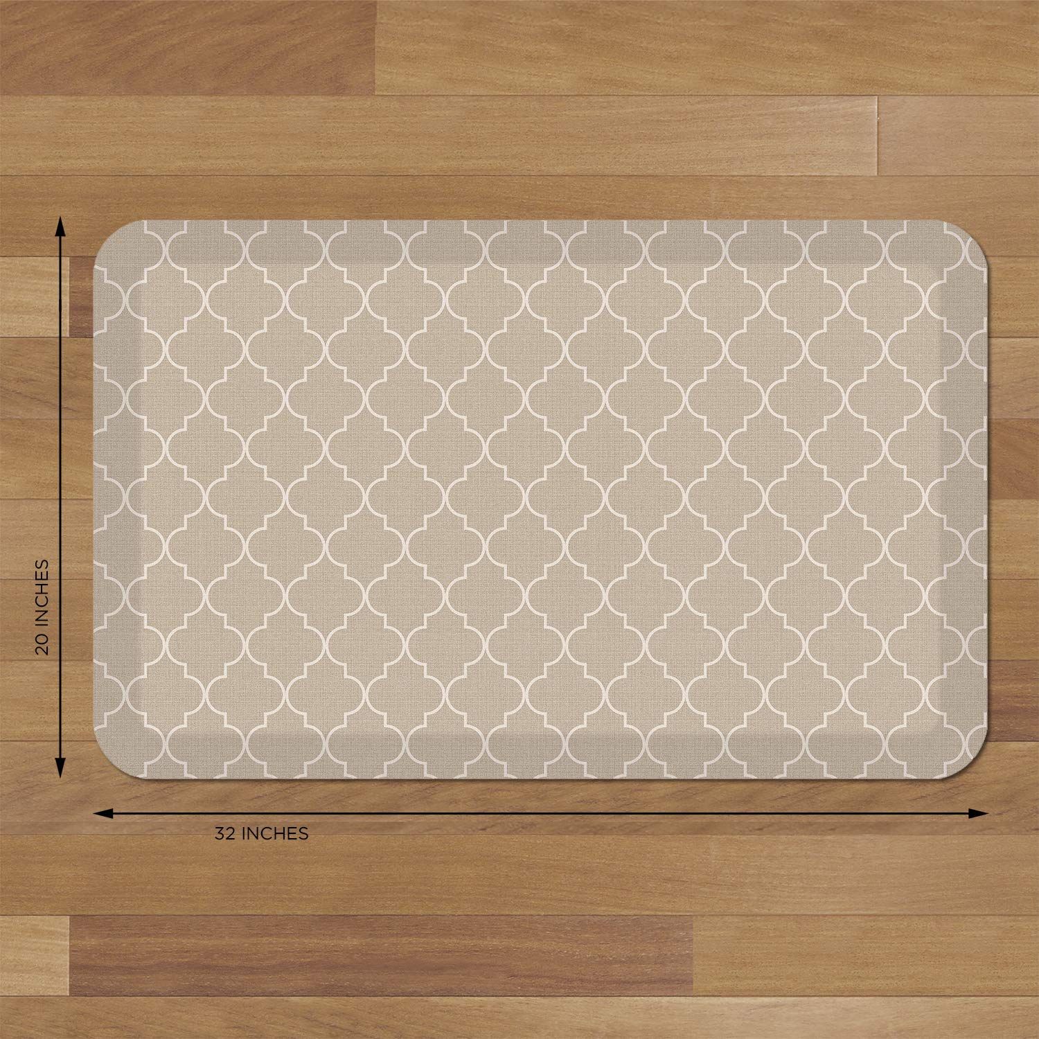 Gelpro Anti-Fatigue Designer Comfort Kitchen Floor Mat, 20X32, Trellis Khaki Stain Resistant Surface With 3/4    Thick Ergo-Foam