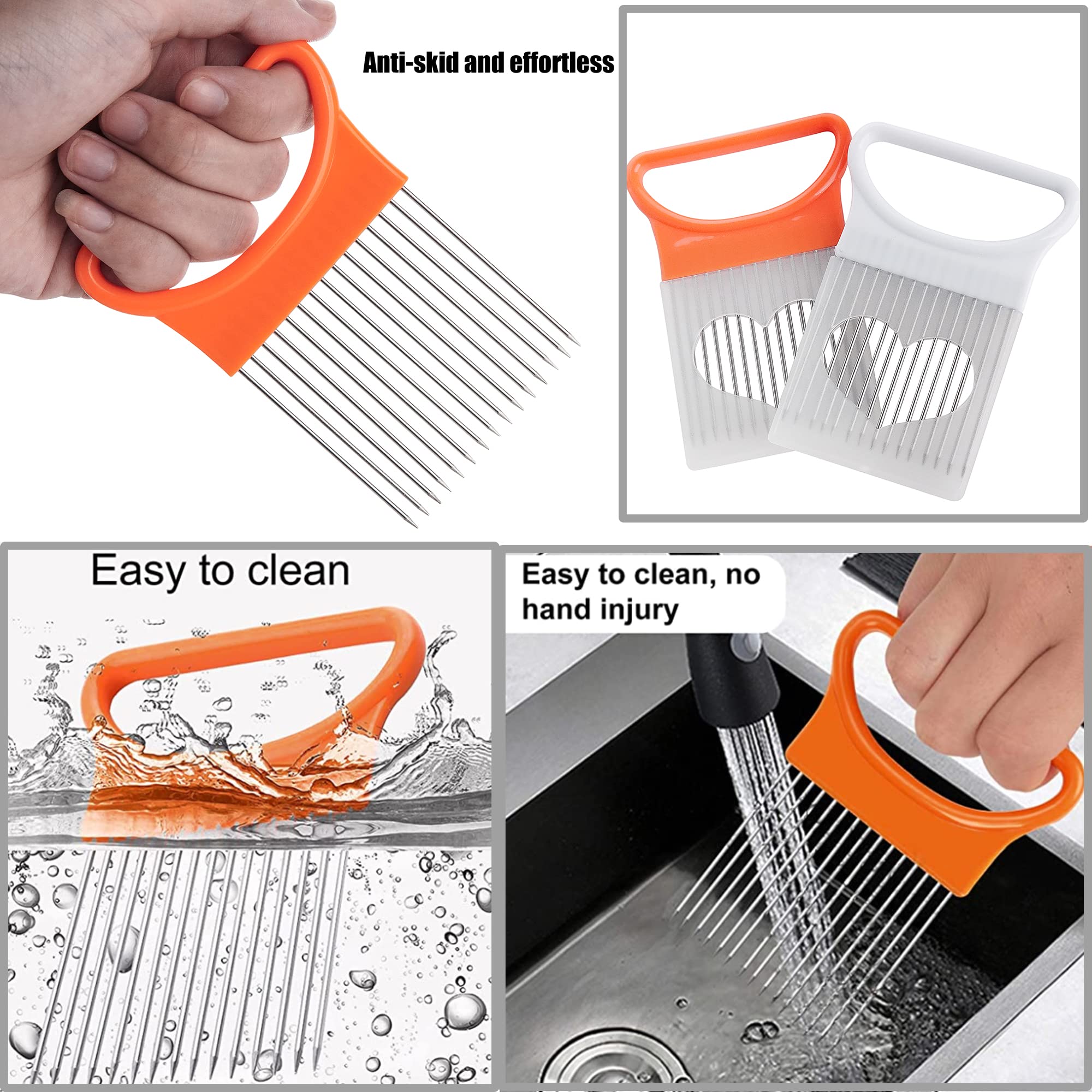 Onion Holder Slicer Cutter Chopper - Tomato Vegetable Lemon Potato Cutter Slicer Odor Remover (Yellow+White 2Pcs Per Set)