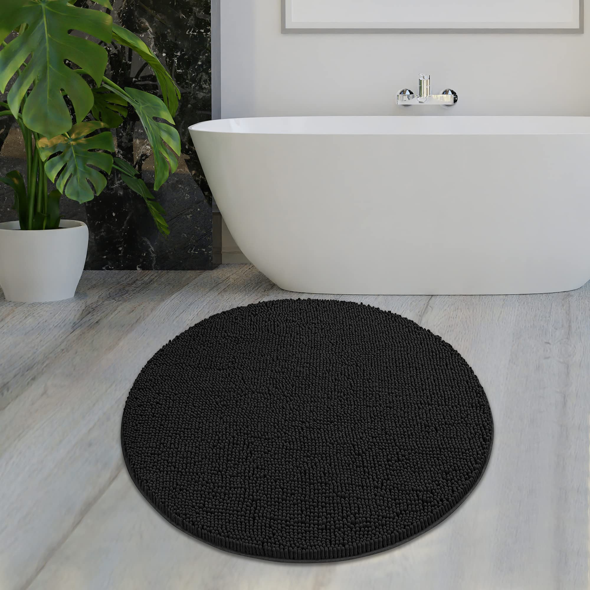 Mayshine Round Bathroom Rug 36X36, Soft Plush Chenille Bath Mat, Pvc Non Slip Backing, Absorbent Washable Quick Dry Bathroom Rug