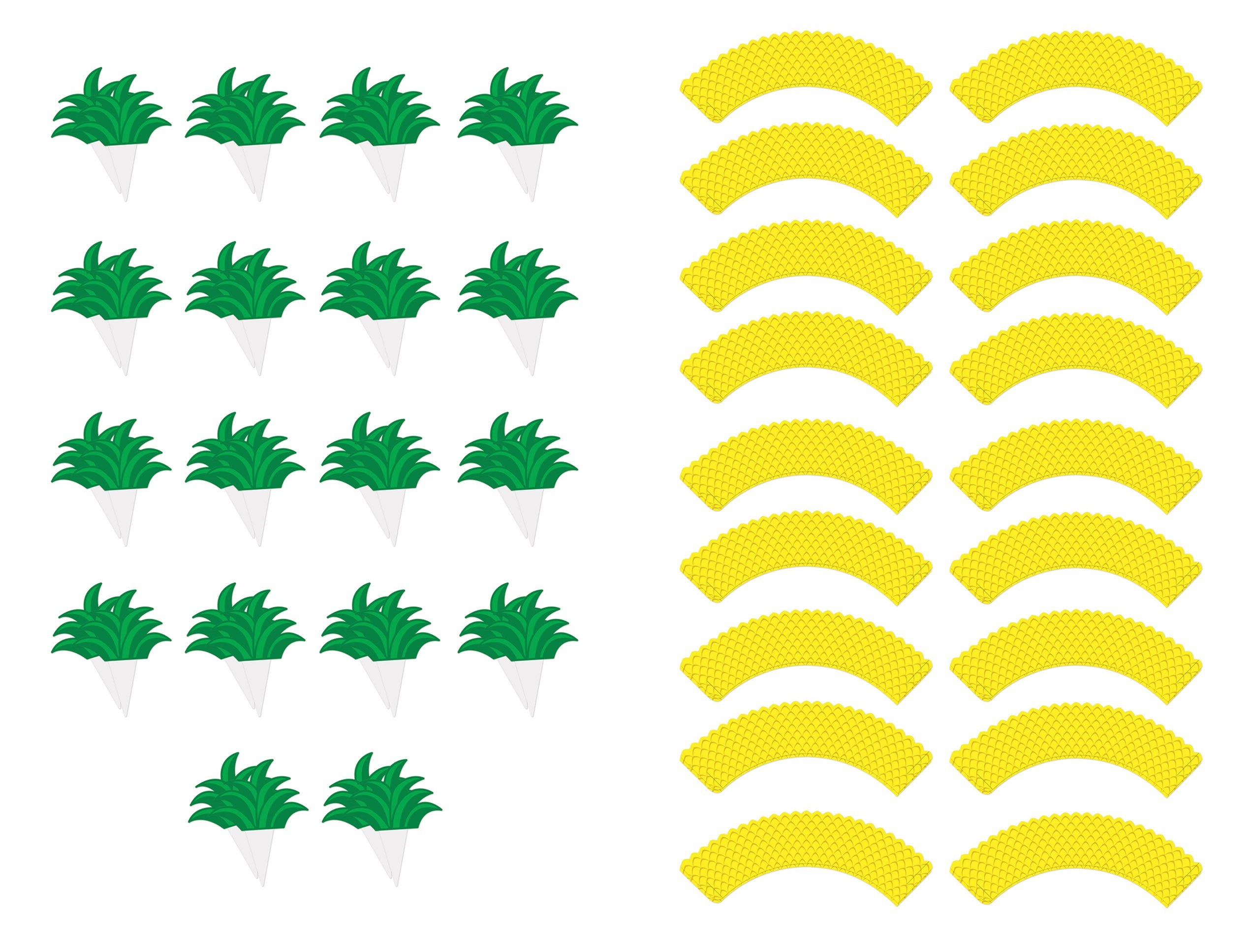 Beistle 36 Piece Pineapple Cupcake Wrappers, 8'', Yellow/Green