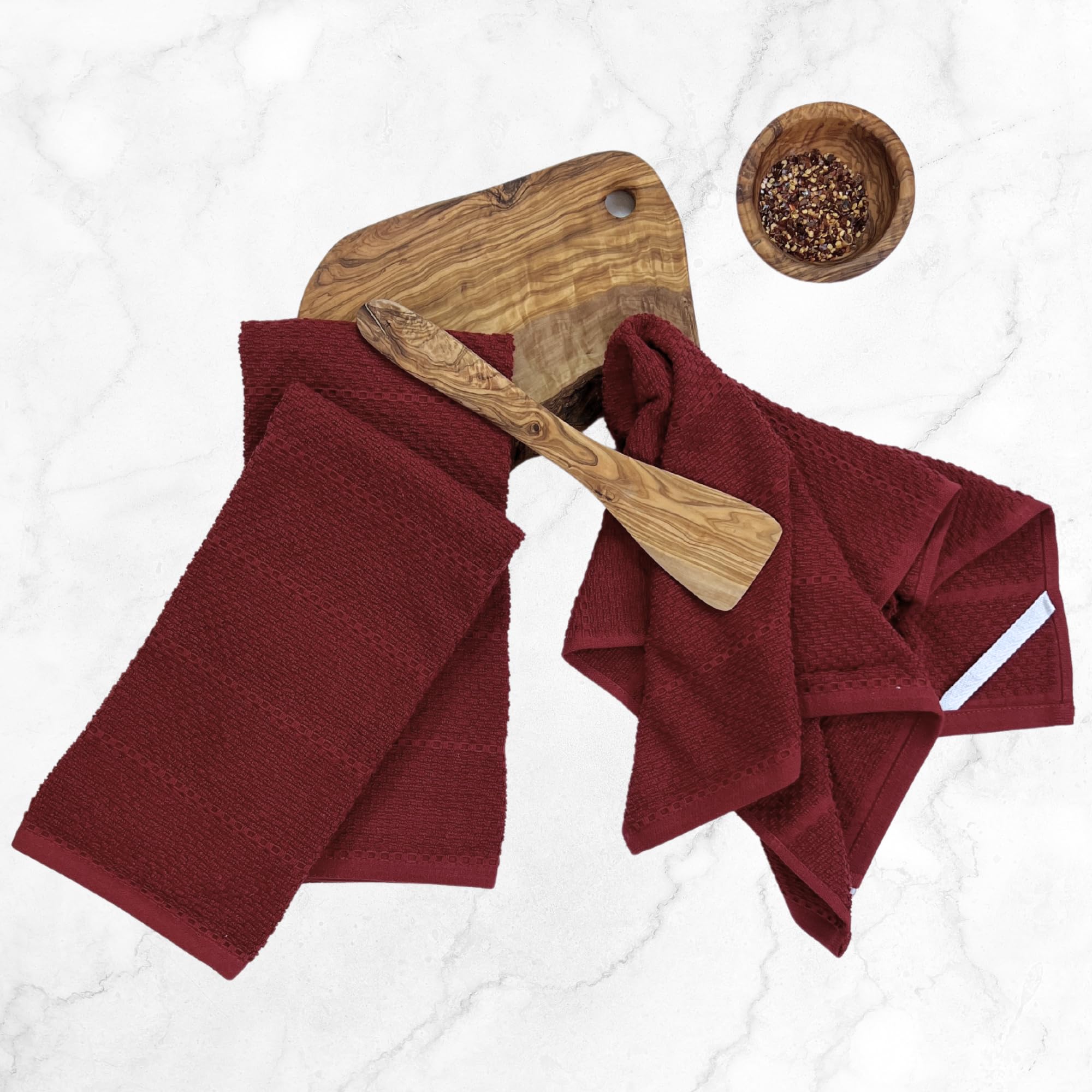 Maroon Dark Red Brick Red Kitchen Hand Dish Towels: Oversized 28'' X 18'',100% Cotton Cloth Soft Cleaning Drying Absorbent Textu
