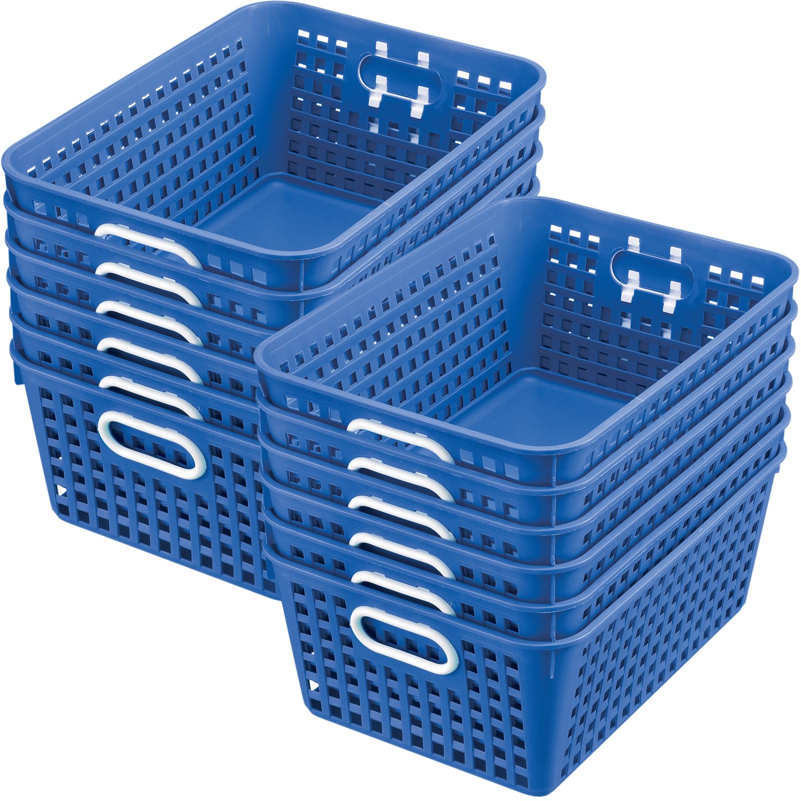 Really Good Stuff Large Plastic Book Baskets, 13'' By 10'' By 5'' - 12 Pack, Blue | Classroom Library Organizer, Toy Storage, Mu