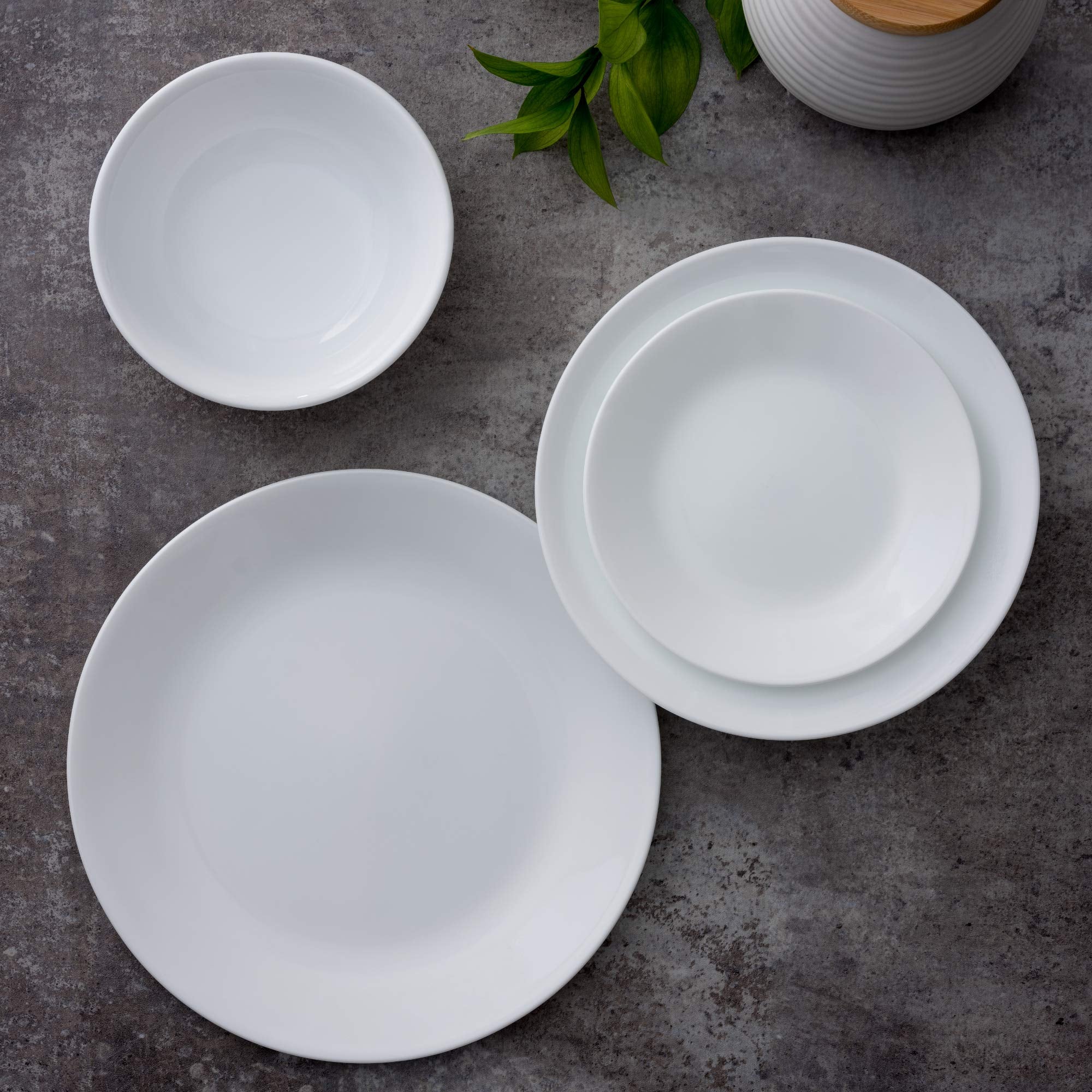 Corelle Vitrelle 8-Piece Appetizer Plates Set  Triple Layer Glass and Chip Resistant  Lightweight Round 6-3/4-inch Plates  Winter Frost White