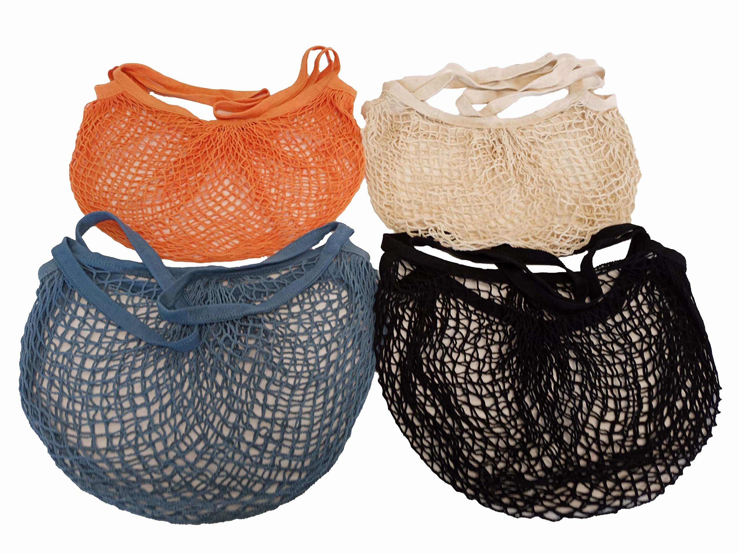 Reusable Long Handle Grocery Bags, Fruit And Vegetable Shoulder Bag, Washable Cotton Mesh String Organizer Shopping Handbags