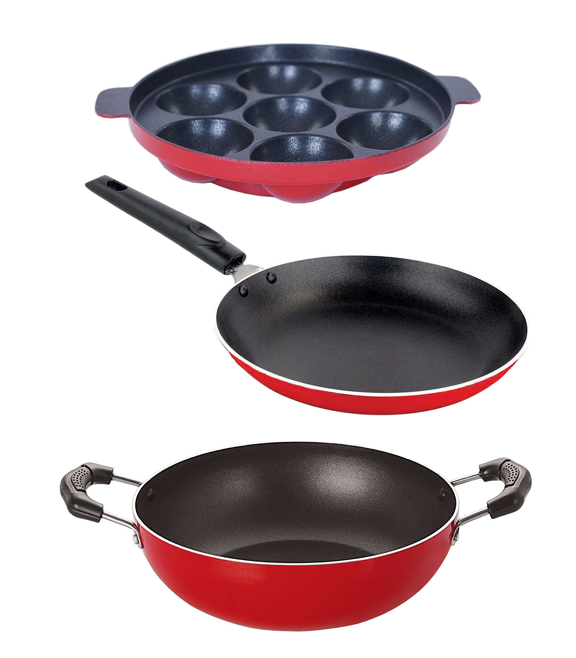Nirlon Bpa Free 3 Piece Kitchen Cookware NonStick Set With Steel Lid, 2.6Mm_Kd12_Tp_Ap(7)
