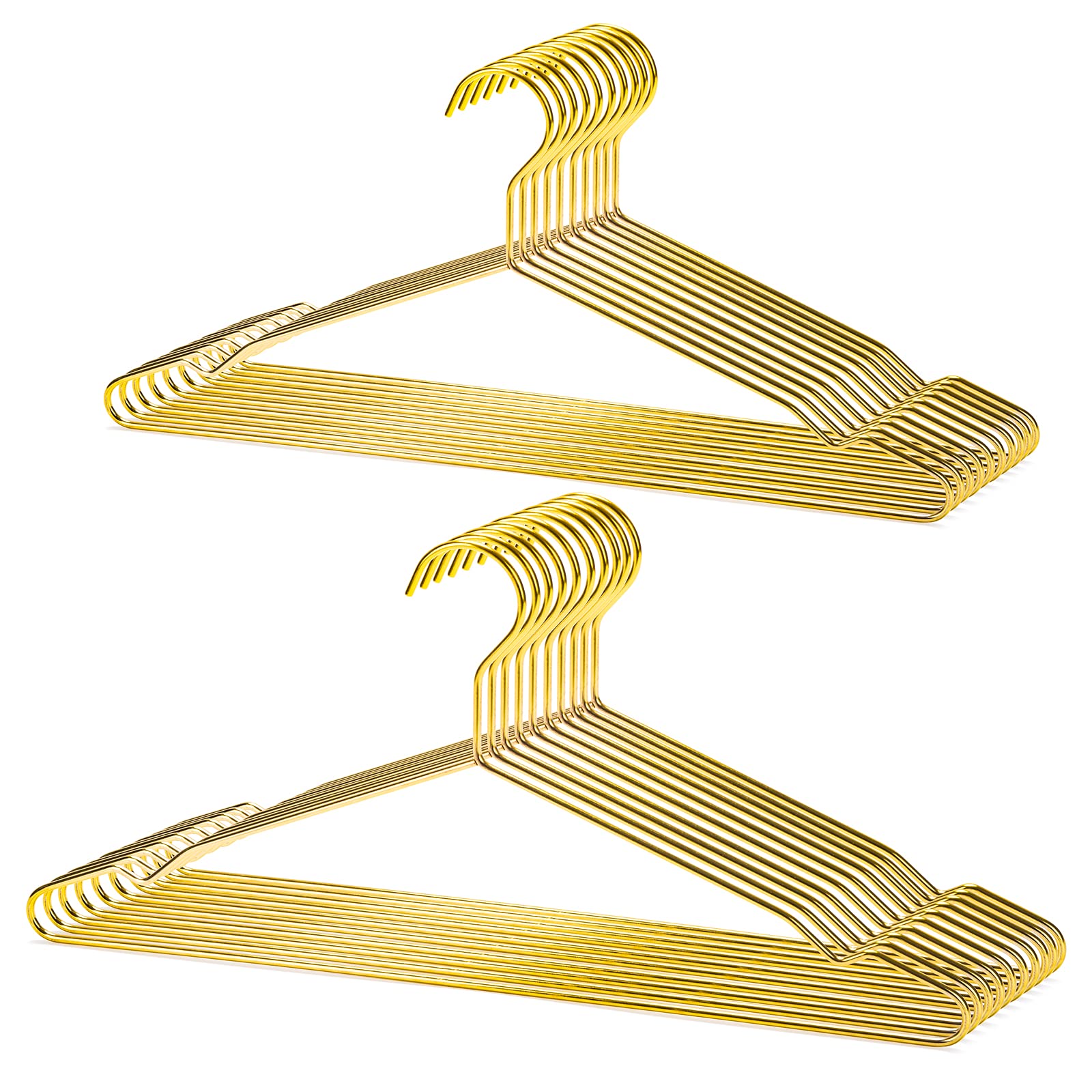 Nature Smile 17 Inch Heavy Duty Shiny Gold Metal Clothes Hanger, Coat Hanger, Suit Hanger, Dress Hanger With Big Notches Pack Of