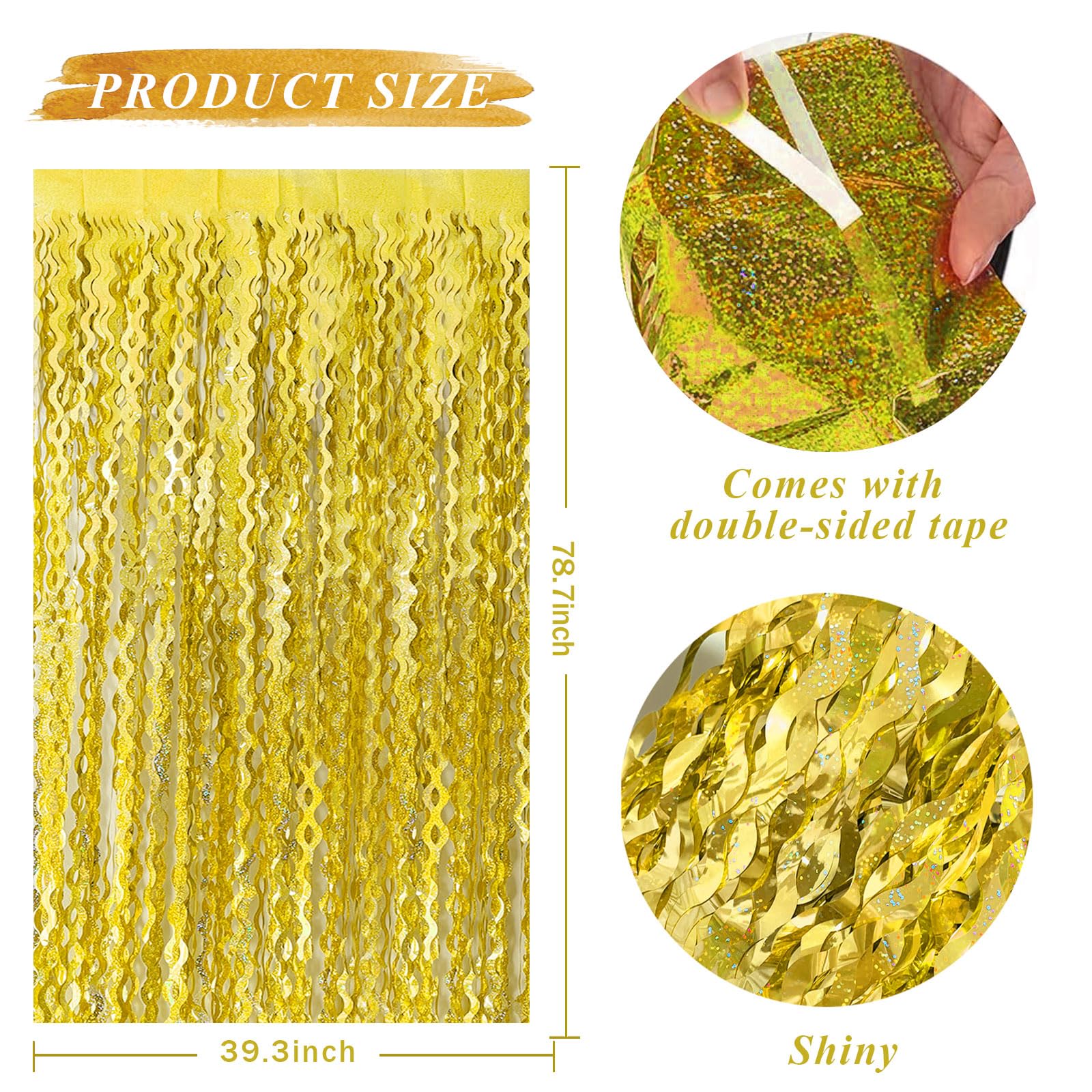 Gold Backdrop Birthday Decorations Foil Curtain Backdrop Gold Streamers Dance Party Decorations Photo Booth Props For Bacheloret